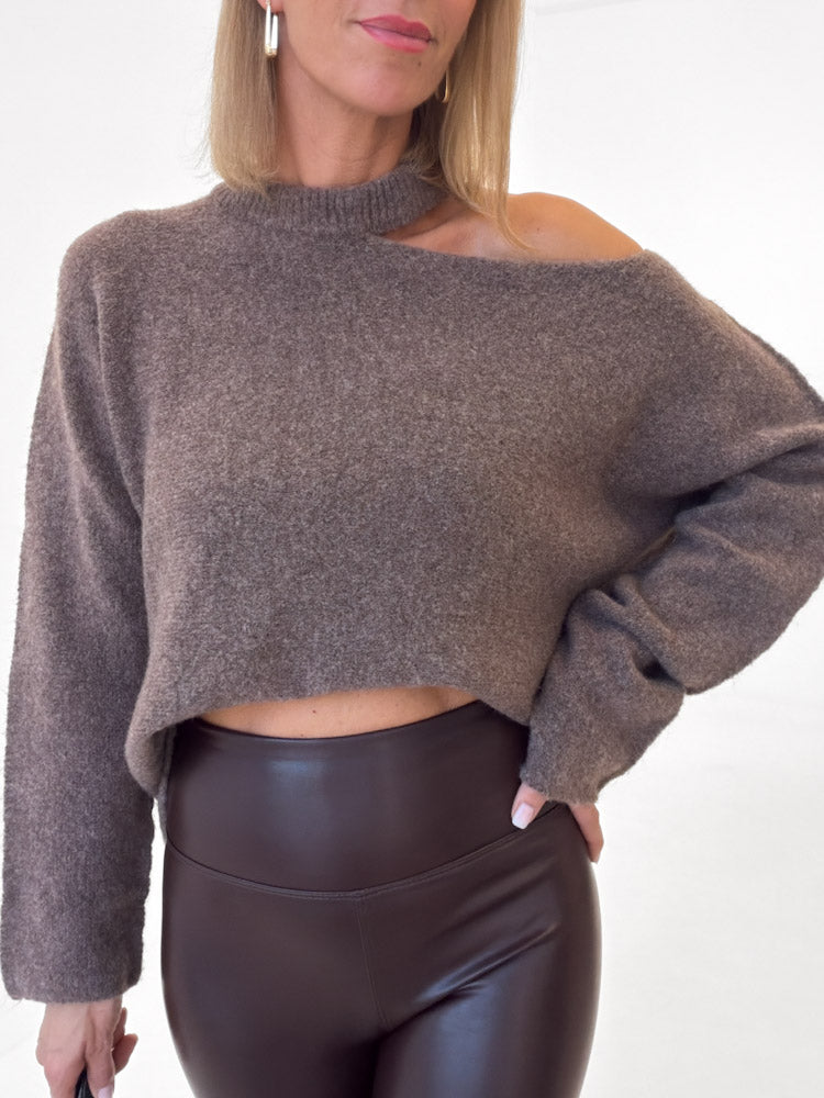 "Tocana" Leggings in Lederoptik - dunkelbraun