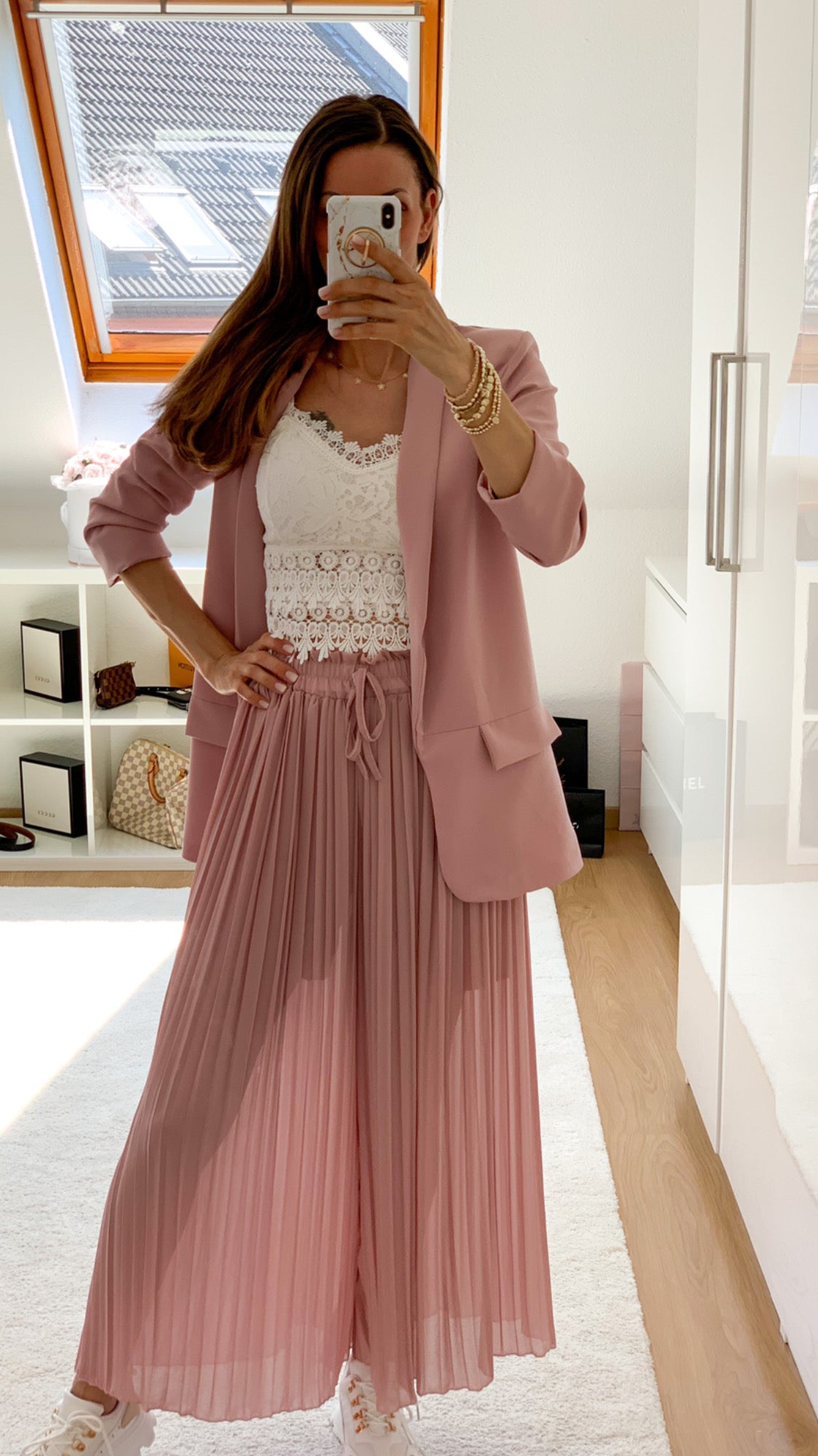 Plissee Culotte Hose - rosa