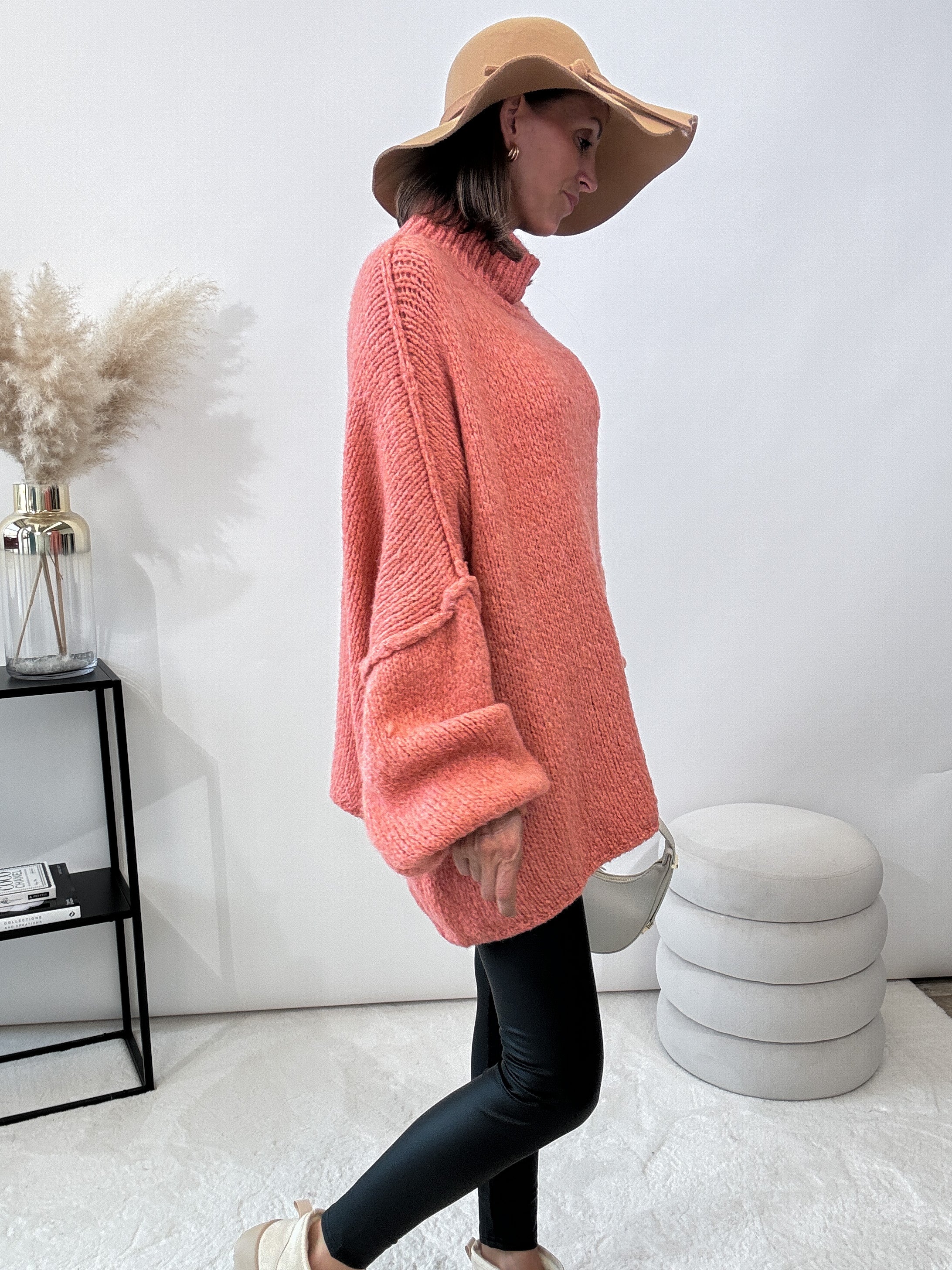 "Cozy Midi" kuscheliger Oversize Pulli - light peach