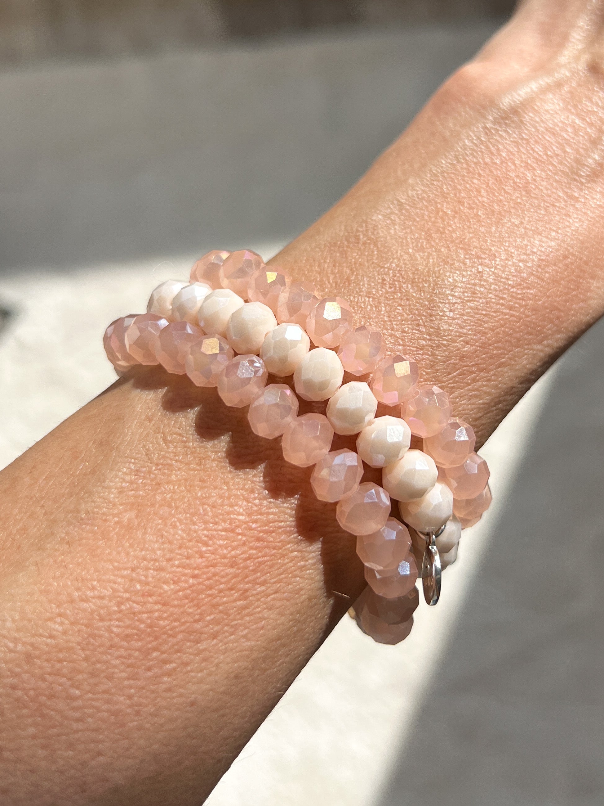 ,,Cristallo"- Kristall-Armbänder - rose/creme