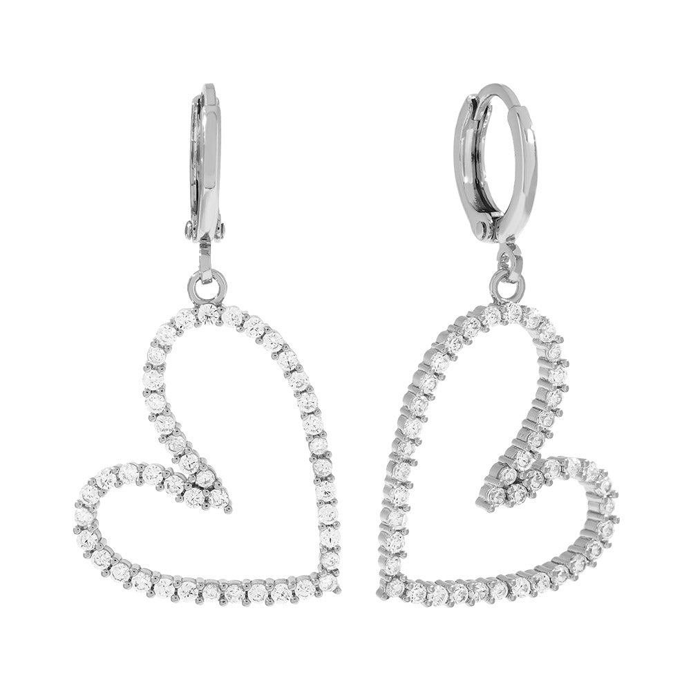 "Love Diamond Heart" funkelnde Ohrringe - silber