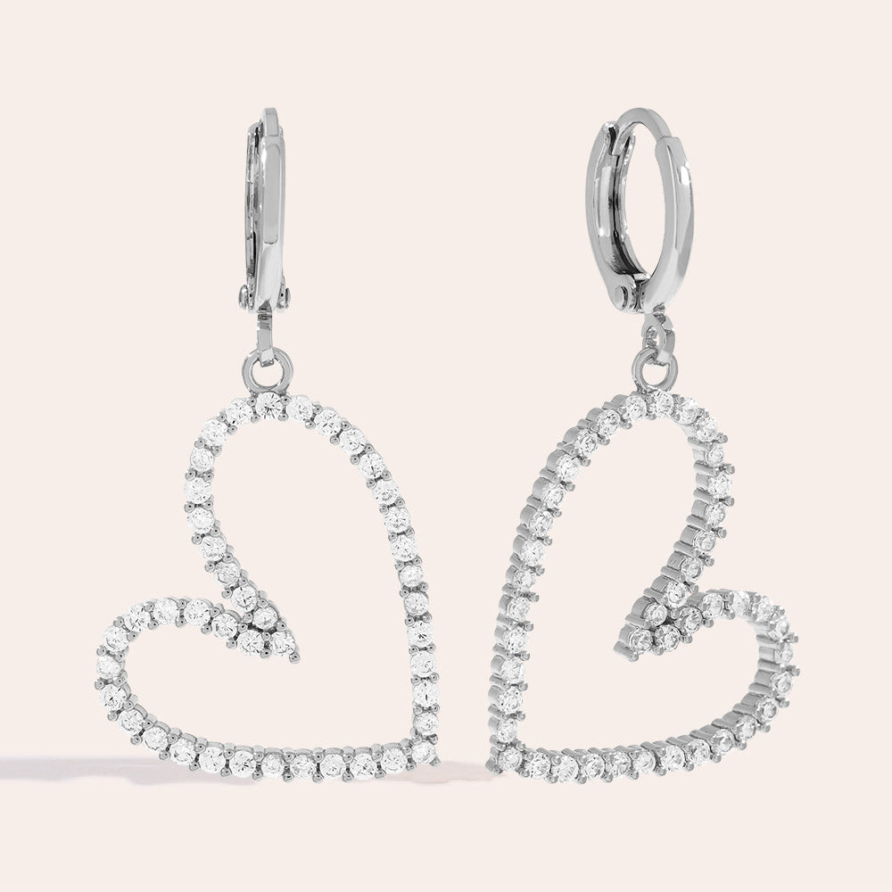 "Love Diamond Heart" funkelnde Ohrringe - silber