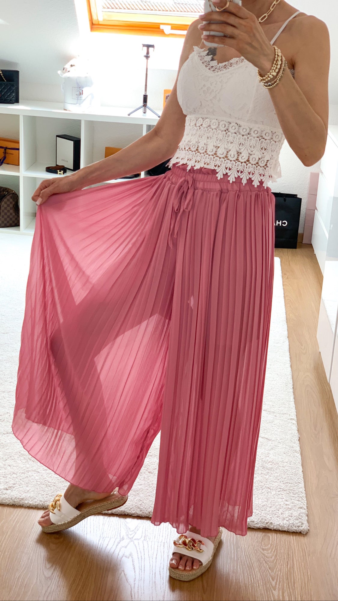 plissee Hose culotte für damen von missmo.de in altrosa