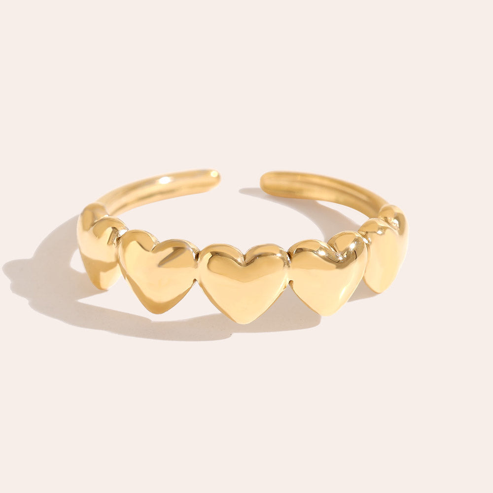 "Love Five Hearts" süßer Ring - gold
