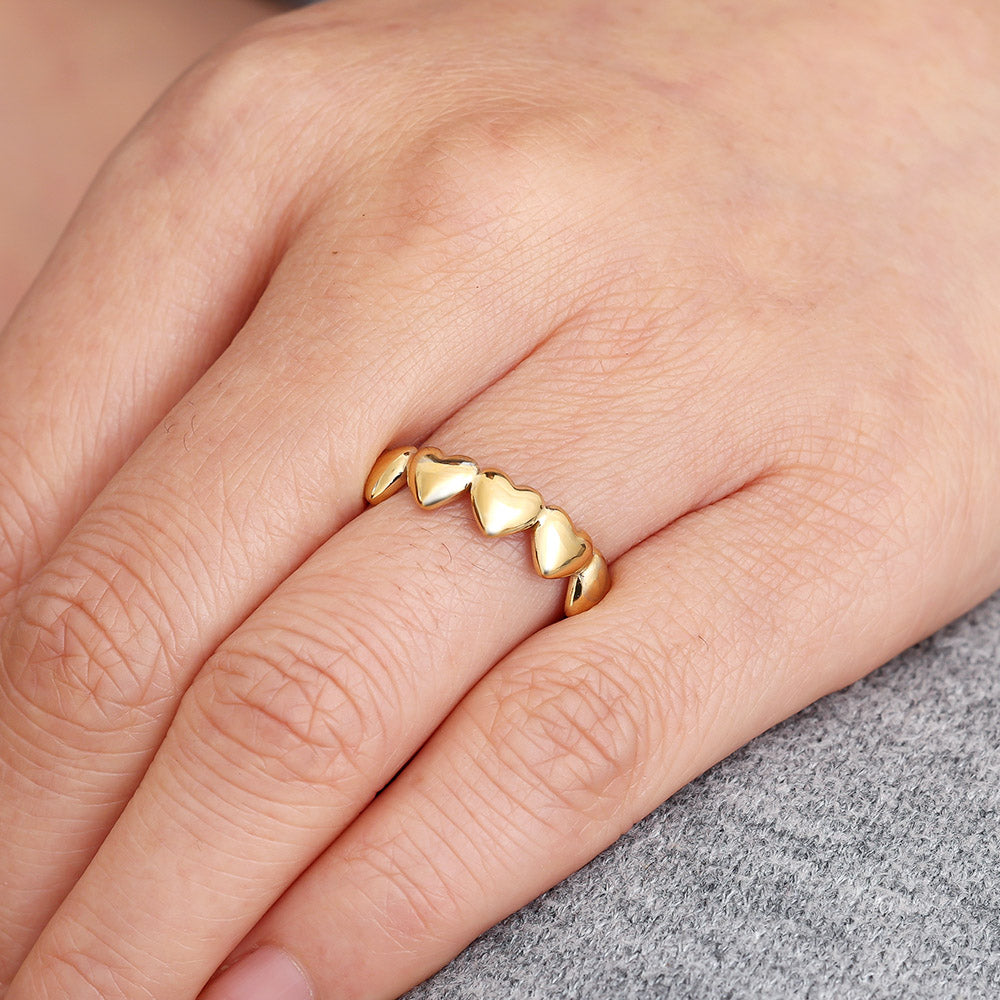 "Love Five Hearts" süßer Ring - gold