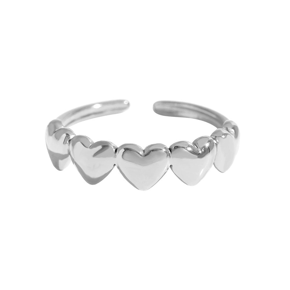 "Love Five Hearts" süßer Ring - silber