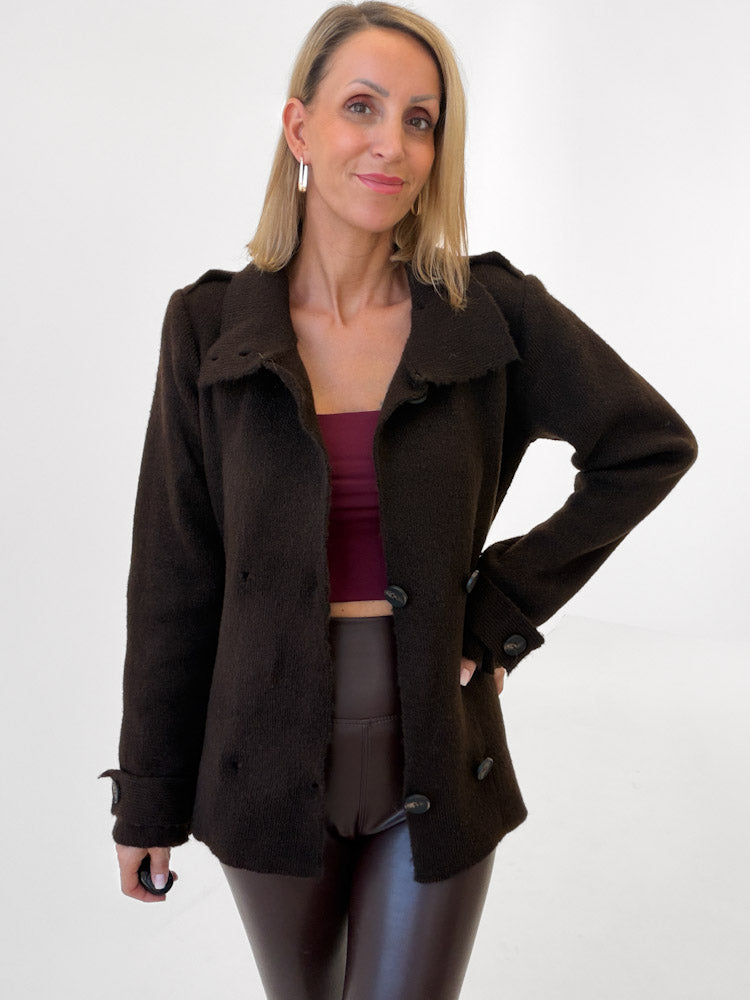 "Sorella" tolle Strickjacke aus Viskose & Wolle - braun