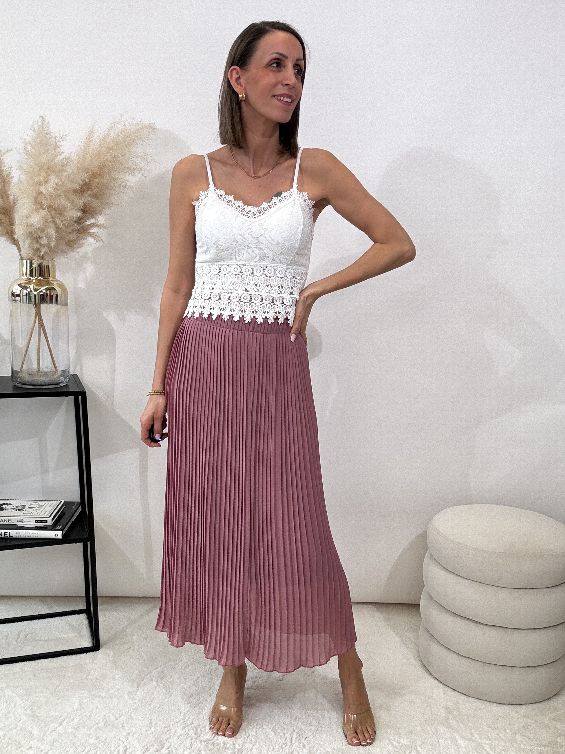 "Skirt" stylischer Plissee Rock - beere