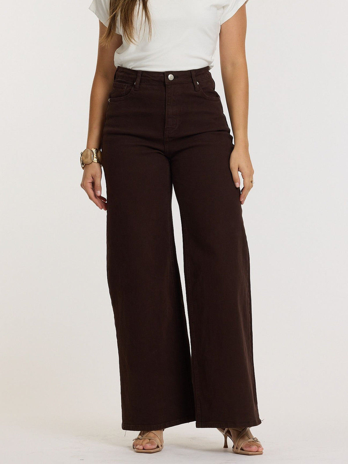 "Lumi" Wide Leg Jeans - chocobraun