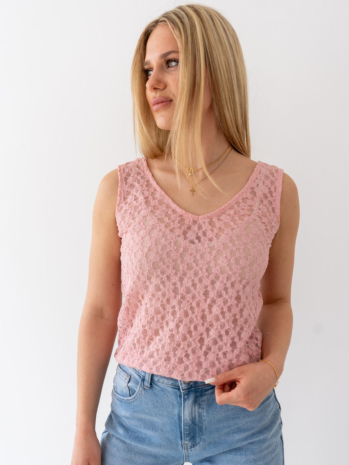 "Summer Lace" Top aus weicher Spitze - rosa