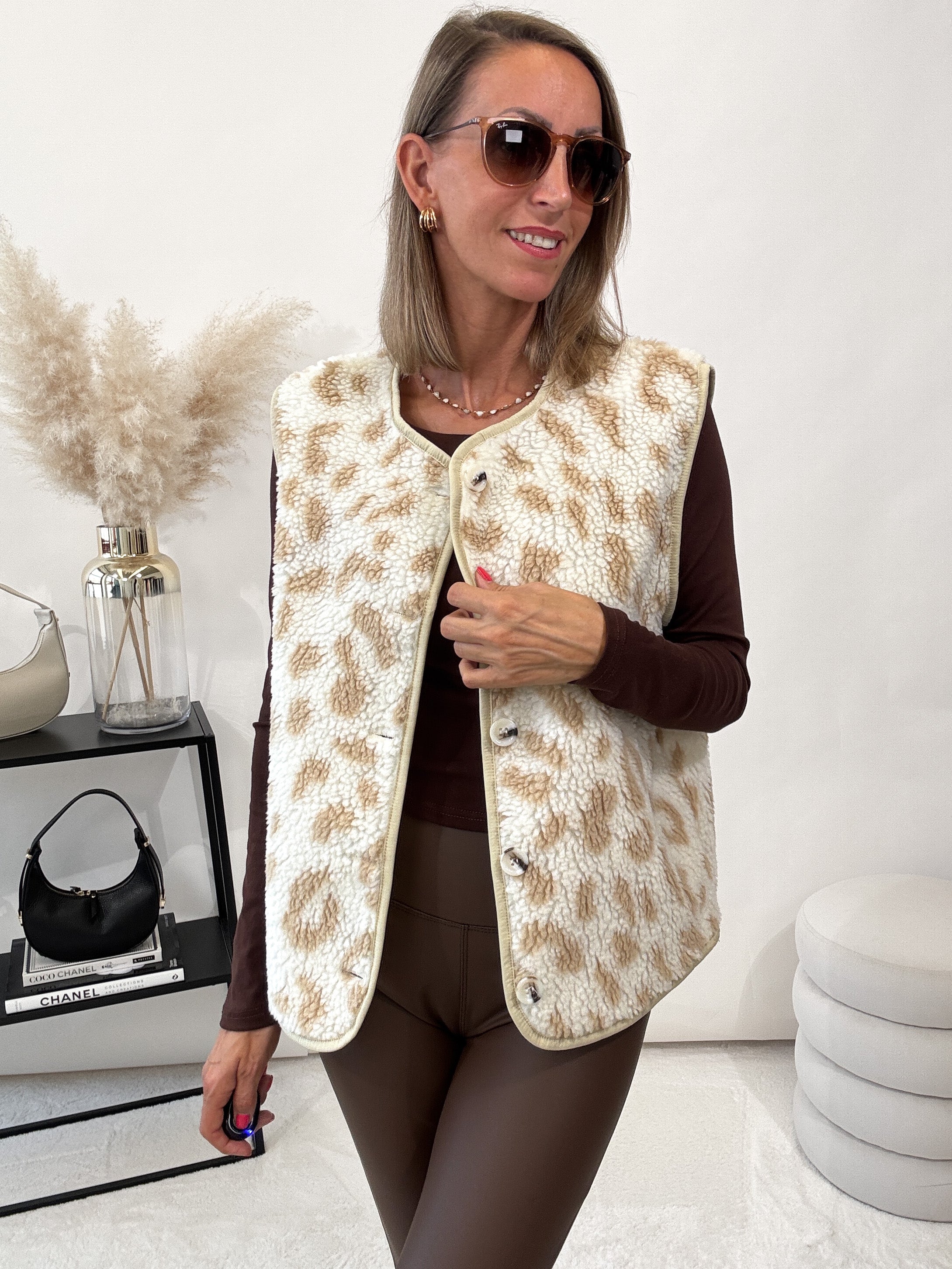 ,,Teddy Leo'' süße Teddy Weste - leo/beige