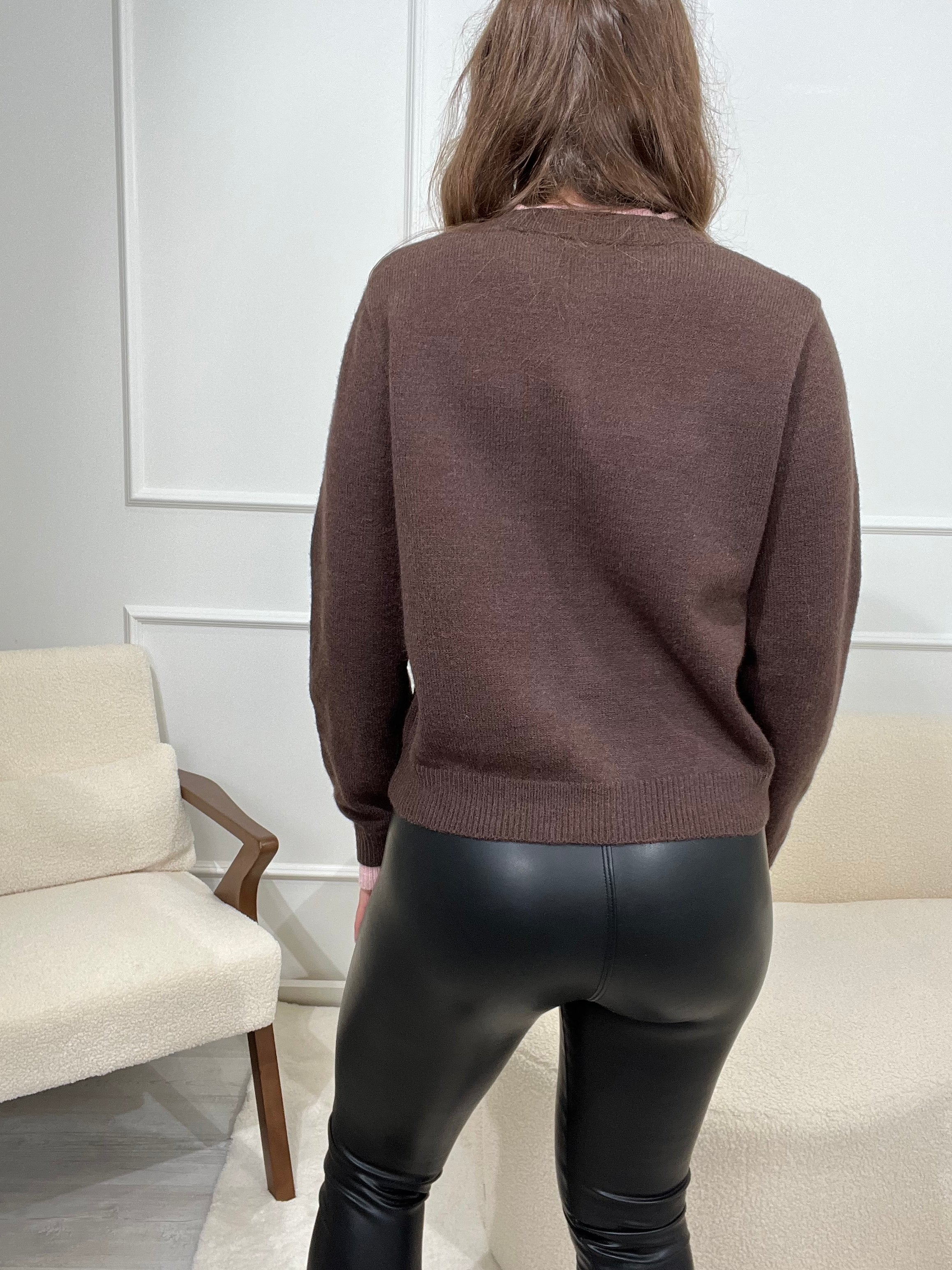 "Narni" süßer Cardigan aus Viscose - braun/rosa