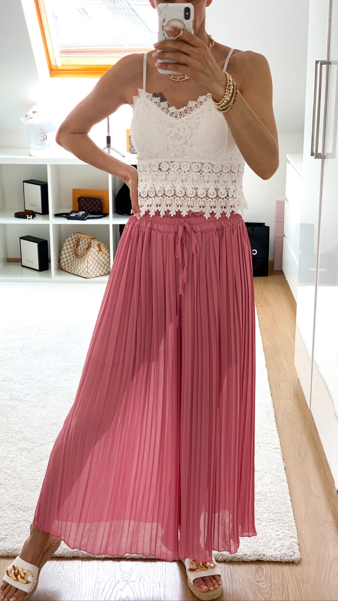 Culotte Plissee Hose - altrosa