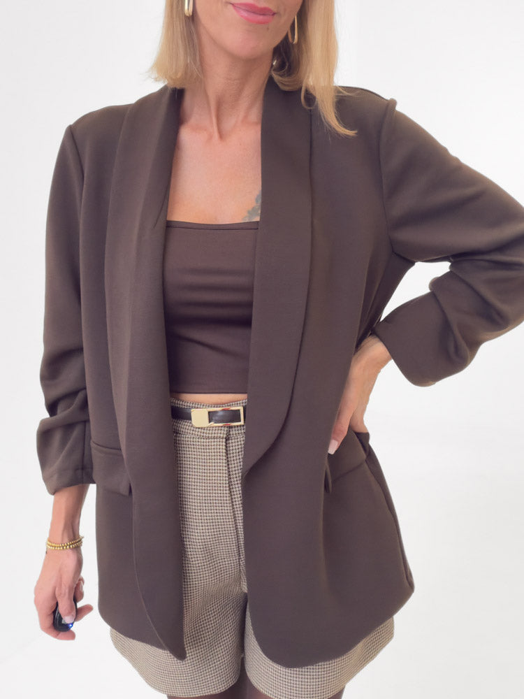 "Aria" toller Blazer aus Butterstoff - chocobraun