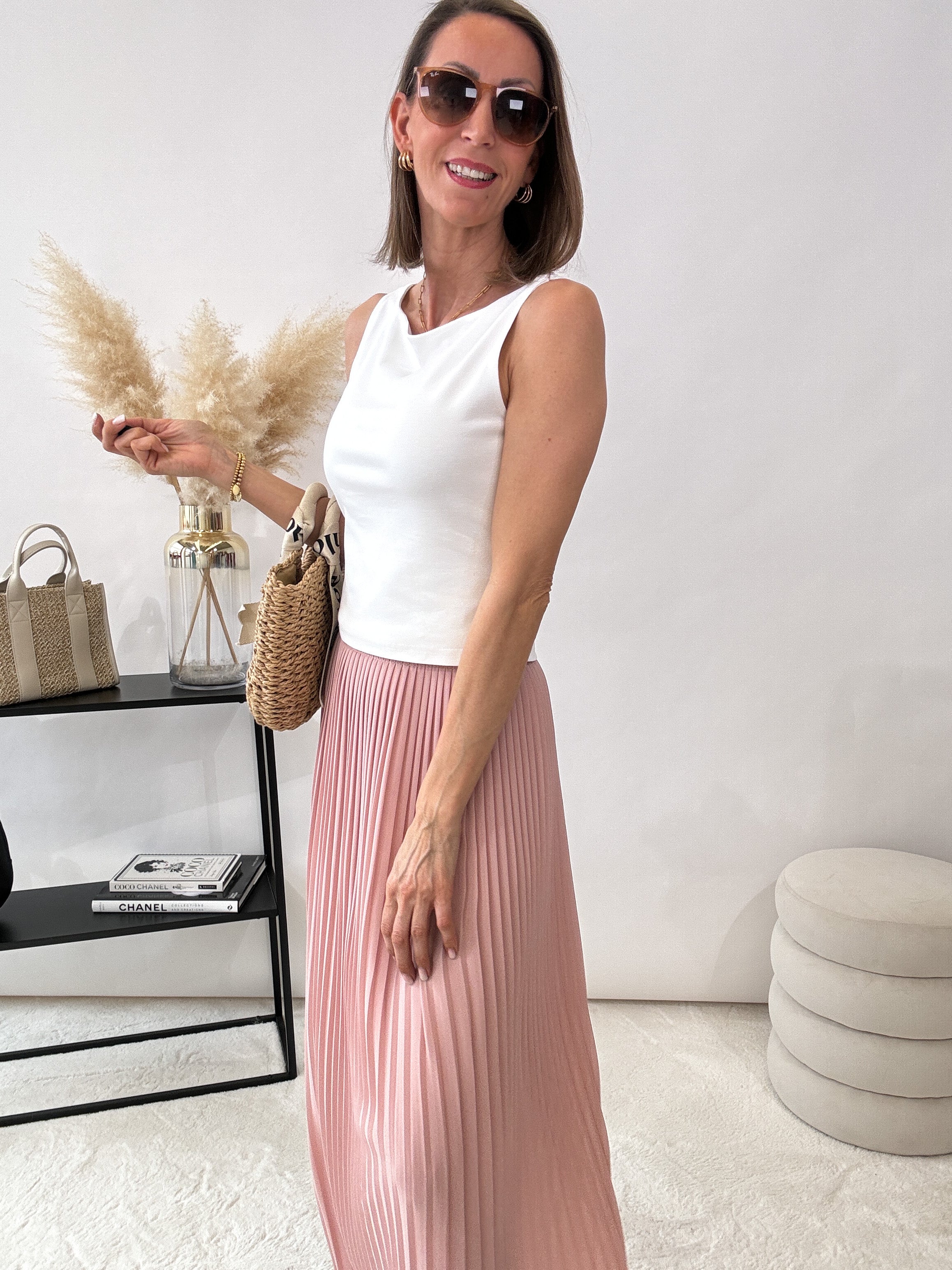 "Skirt" stylischer Plissee Rock - hellrosa