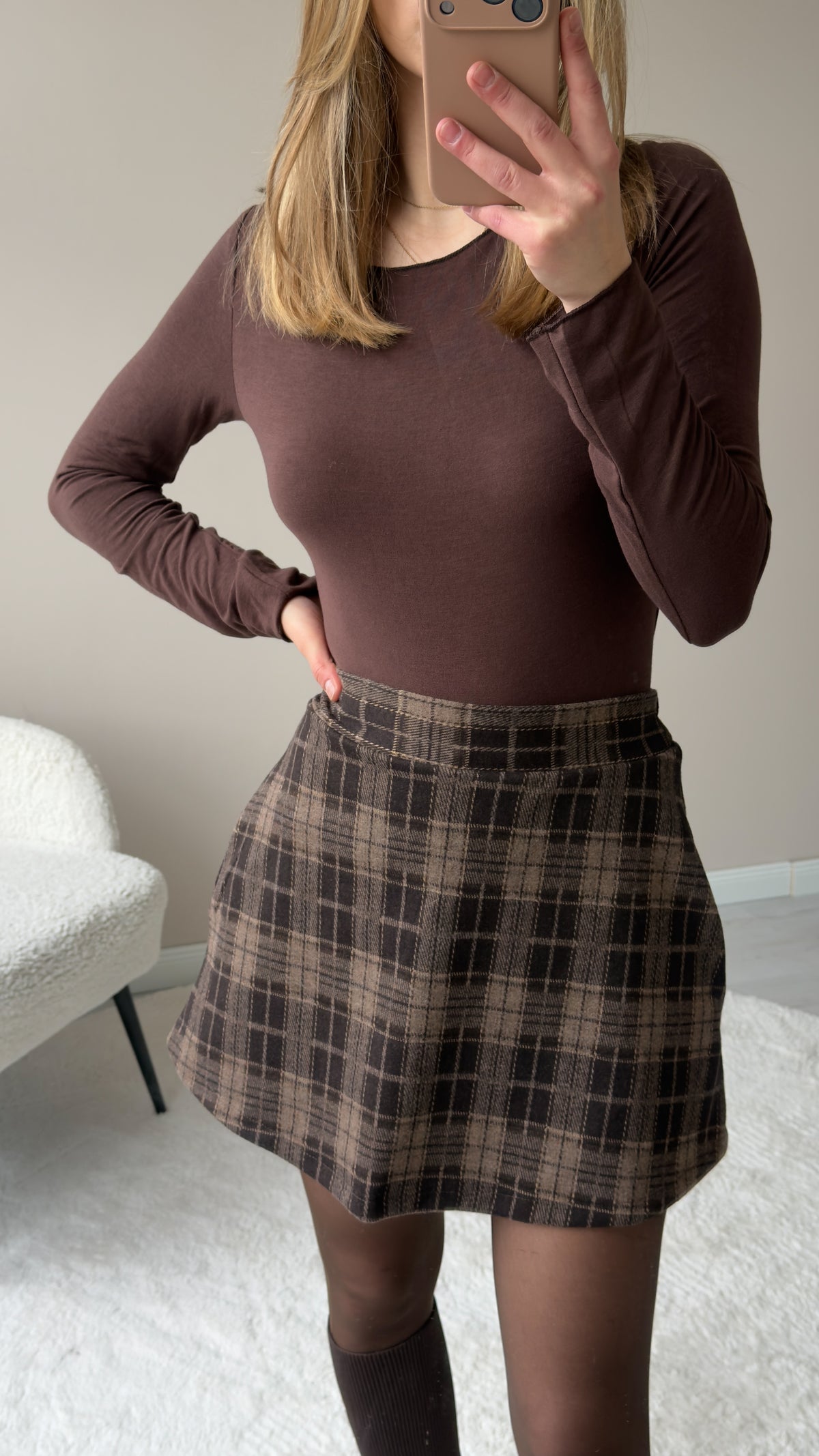 "Lio" kuscheliger Rock aus Viscose - braun/beige