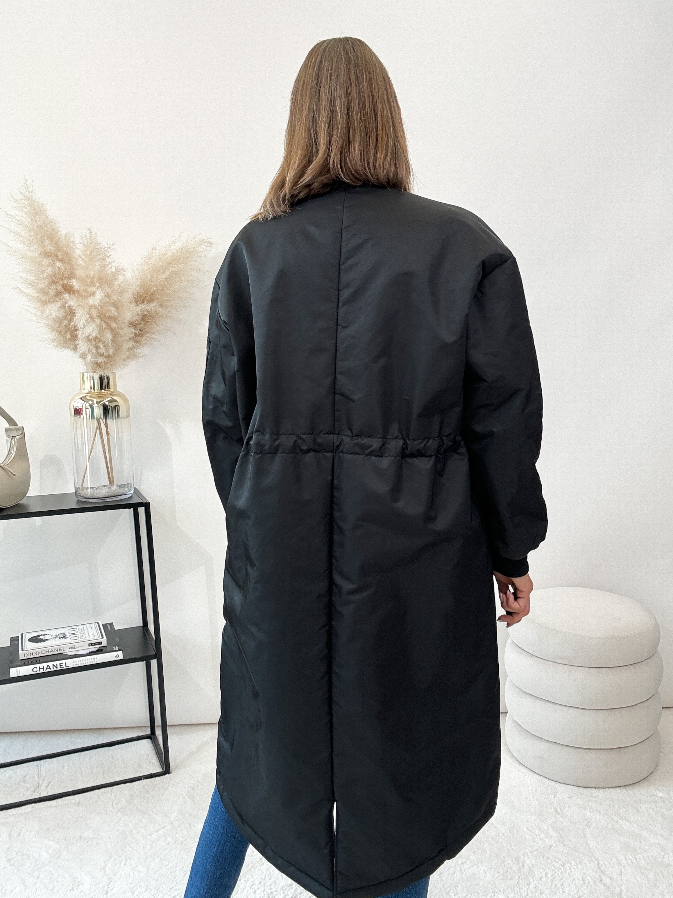 "Pari Reversible" langer Wende-Bombermantel Leo - schwarz