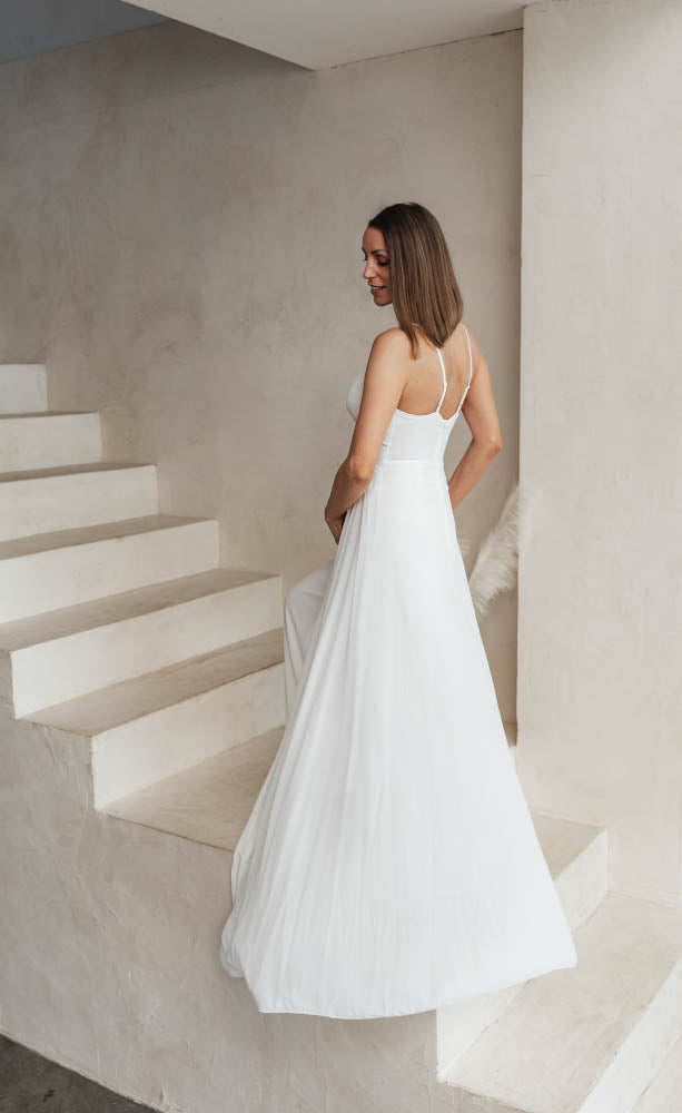 Langes elegantes Hosenkleid - weiss