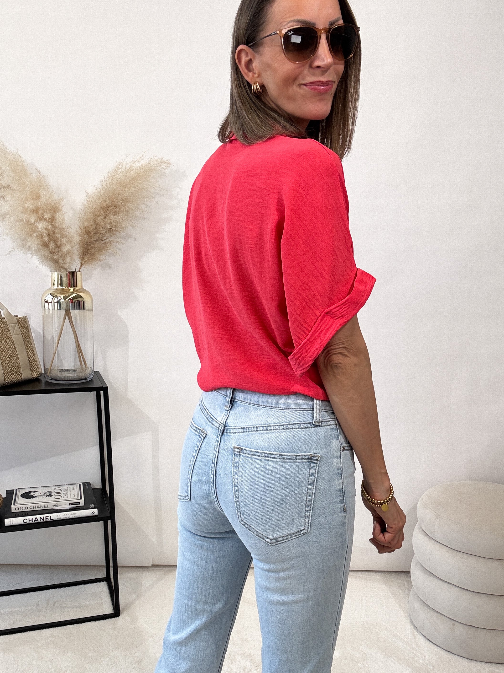 "Sunshine" kurze Bluse - coral
