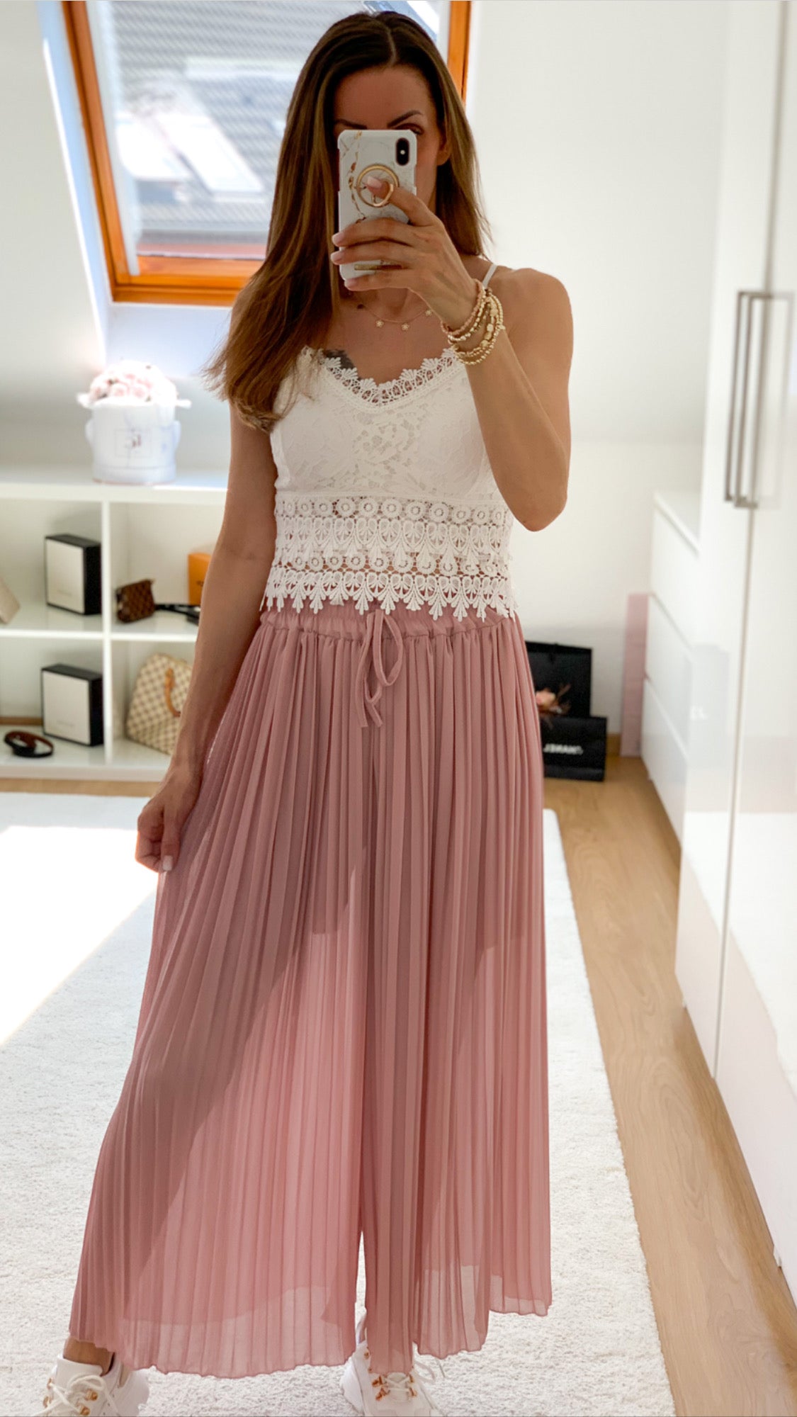 "Leah" Crop Top Lace - weiss
