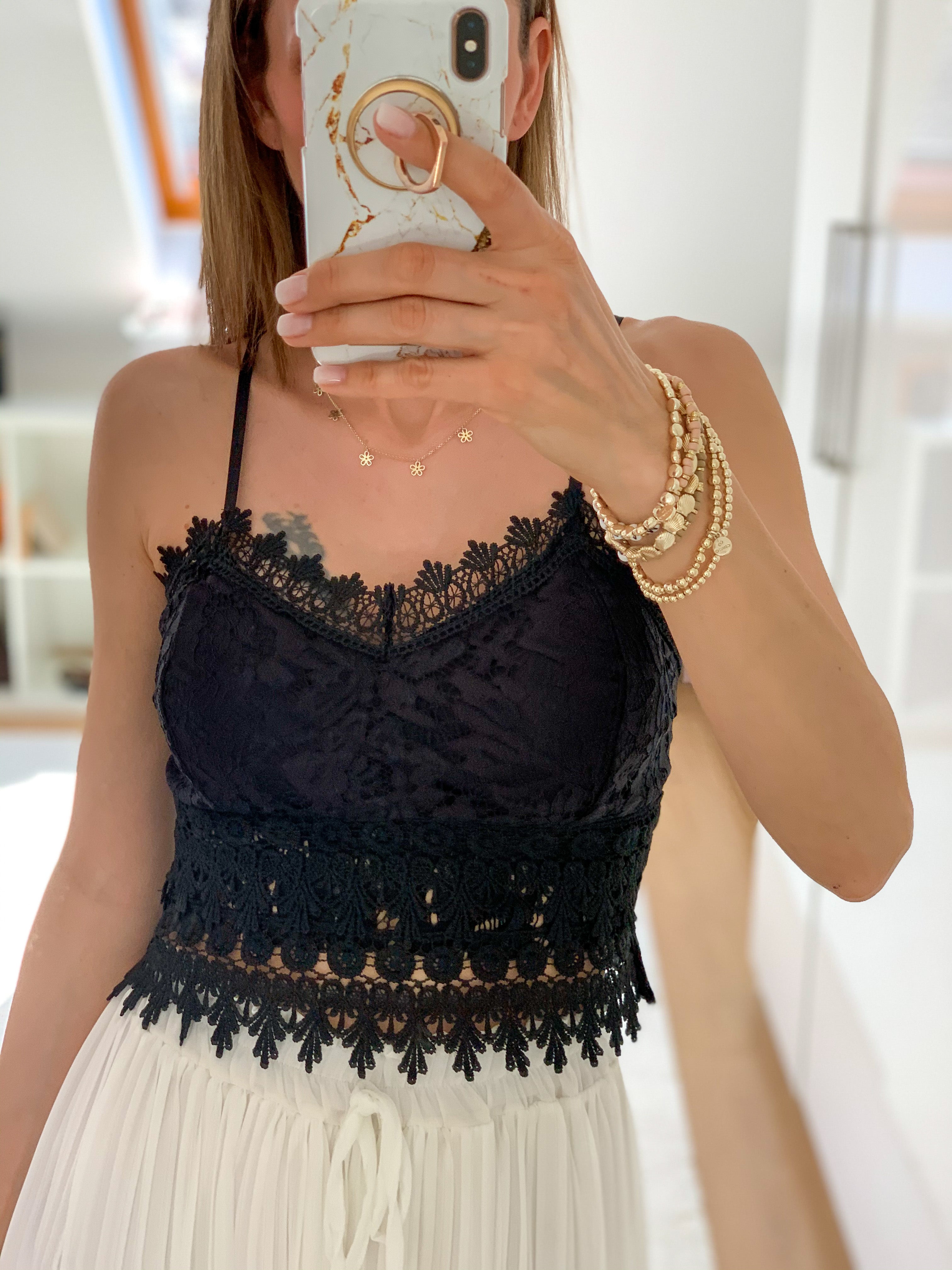 "Leah" Crop Top Lace - schwarz
