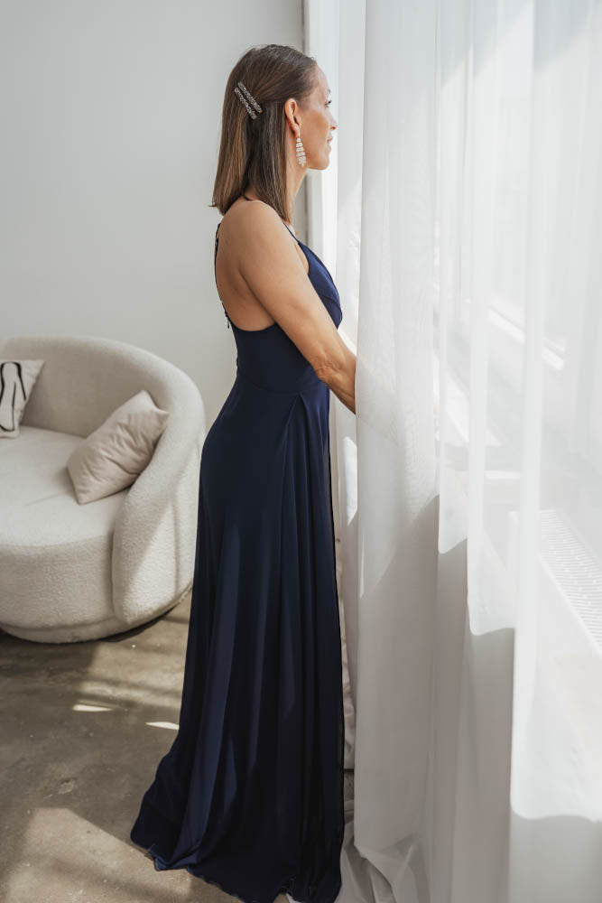 Langes elegantes Hosenkleid - marineblau