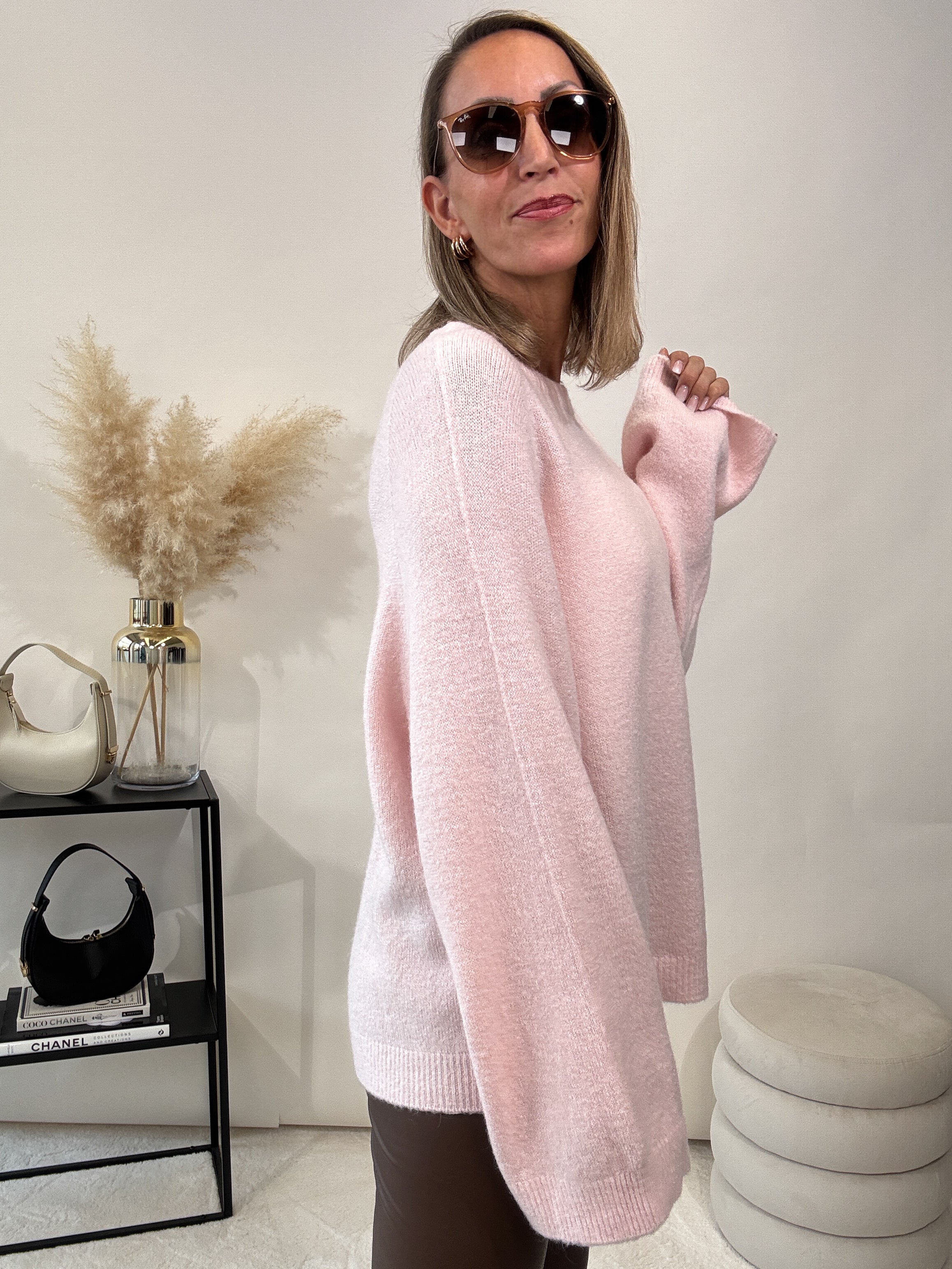"Lana" kuscheliger Baby Alpaka Pullover - puderrosa