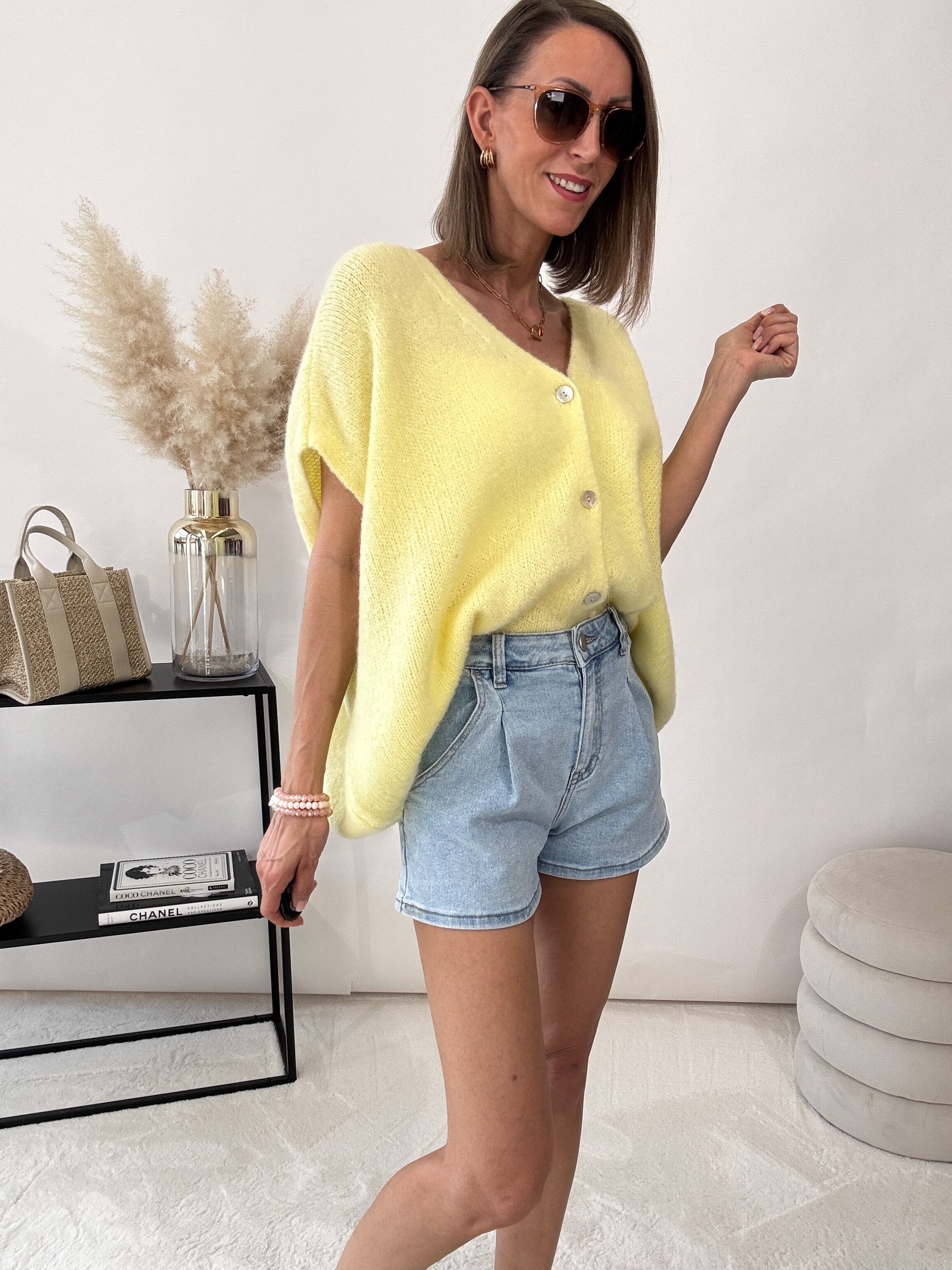 "Florida Vest" kuscheliger Cardigan mit Lana Wolle - gelb