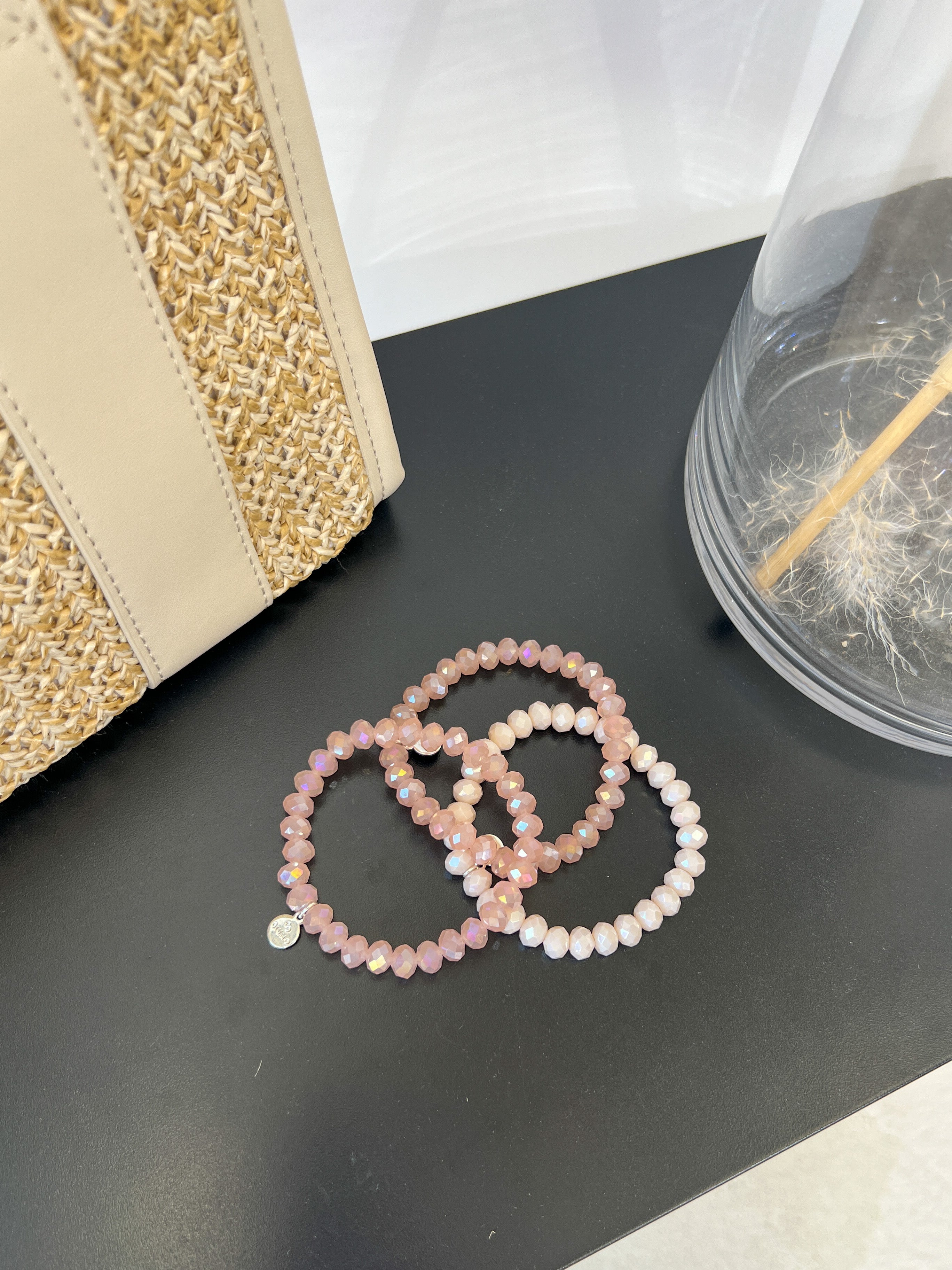 ,,Cristallo"- Kristall-Armbänder - rose/creme