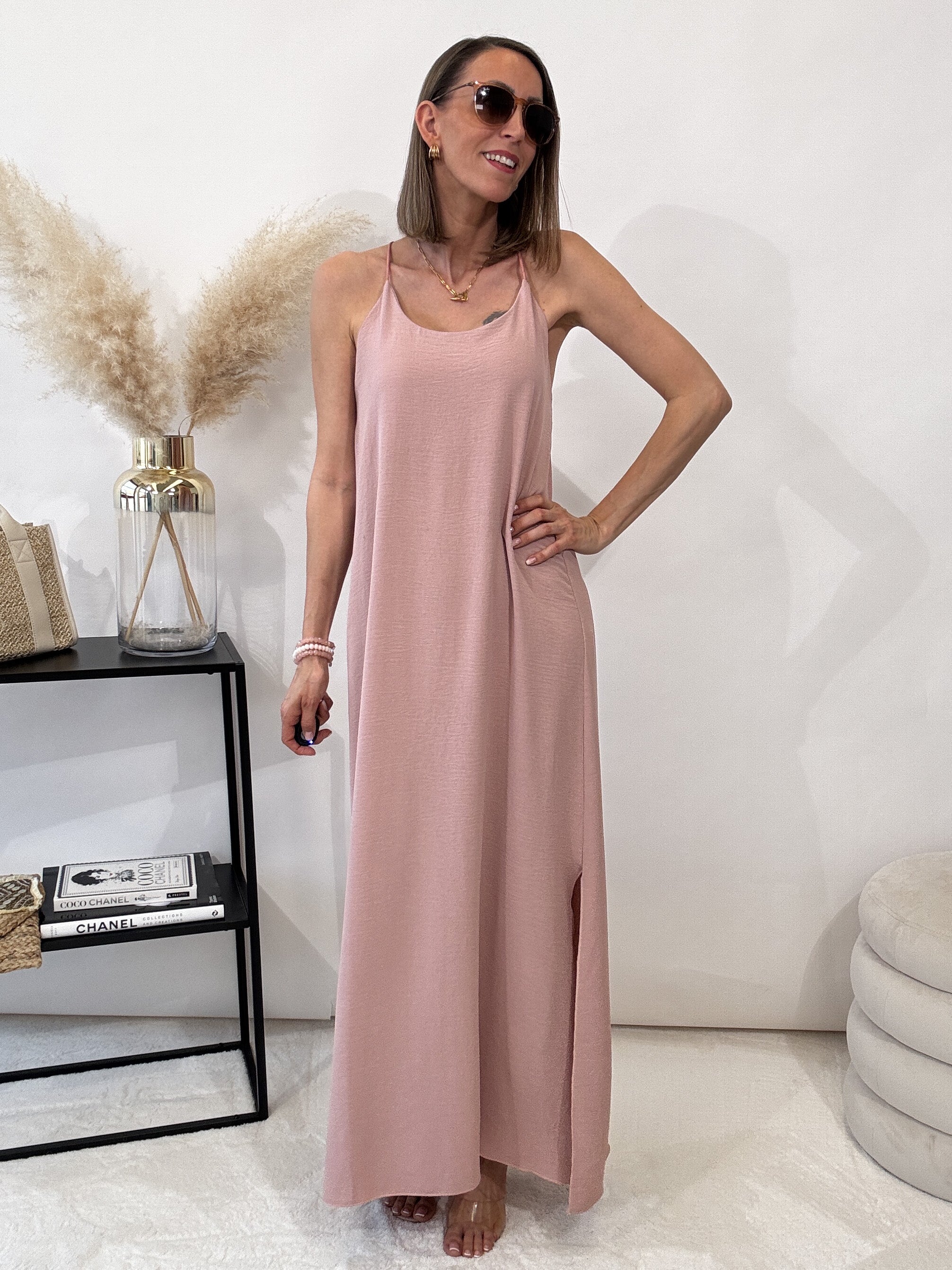 "Sunshine" leichtes Spaghettiträger Kleid - altrosa