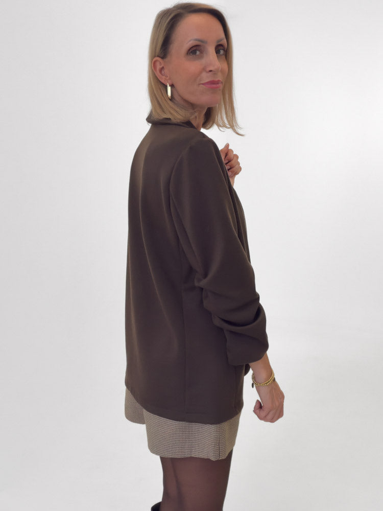 "Aria" toller Blazer aus Butterstoff - chocobraun