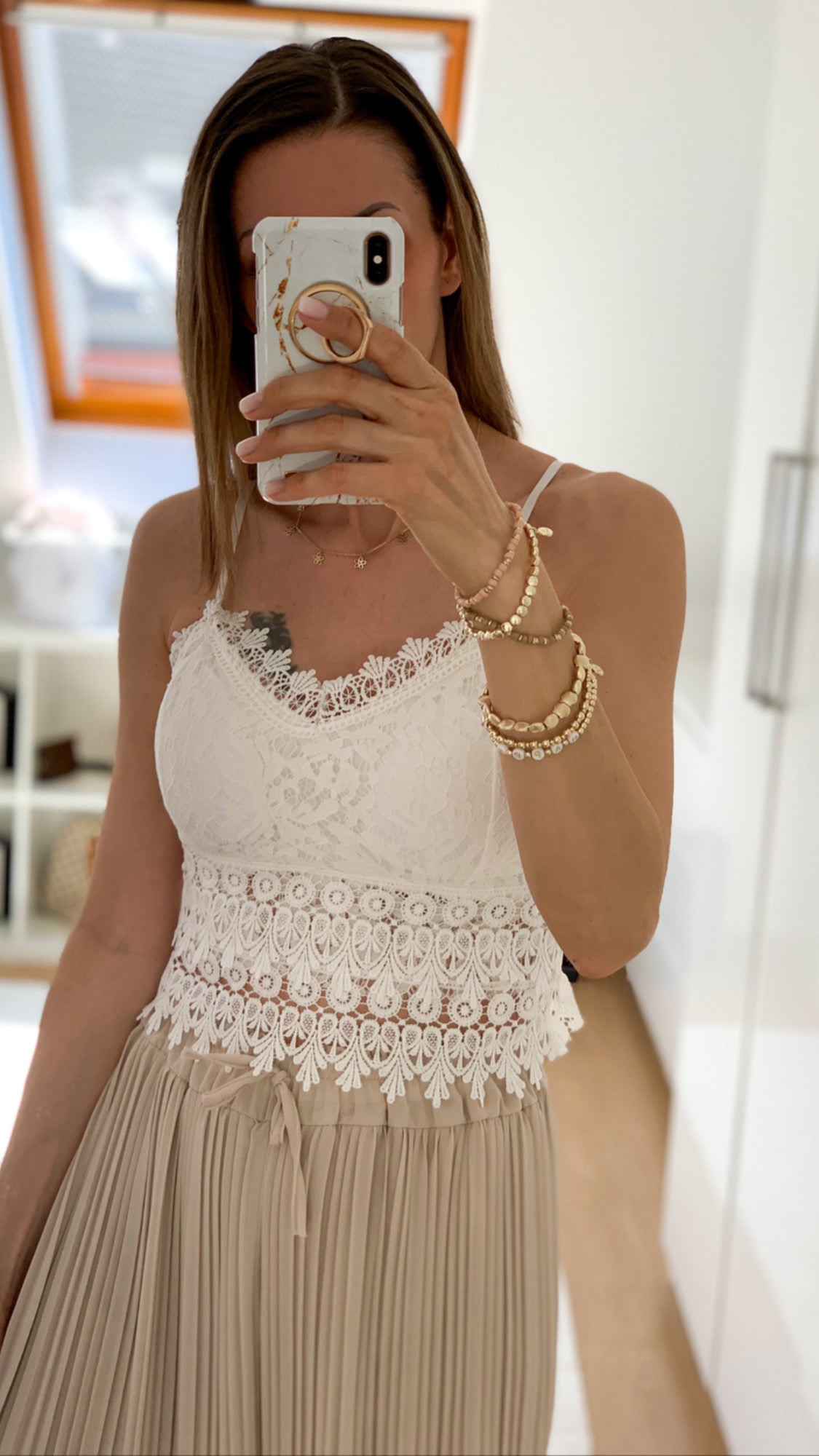 "Leah" Crop Top Lace - weiß