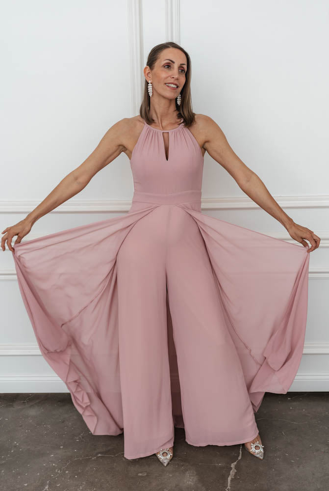 Langes elegantes Hosenkleid - rosa