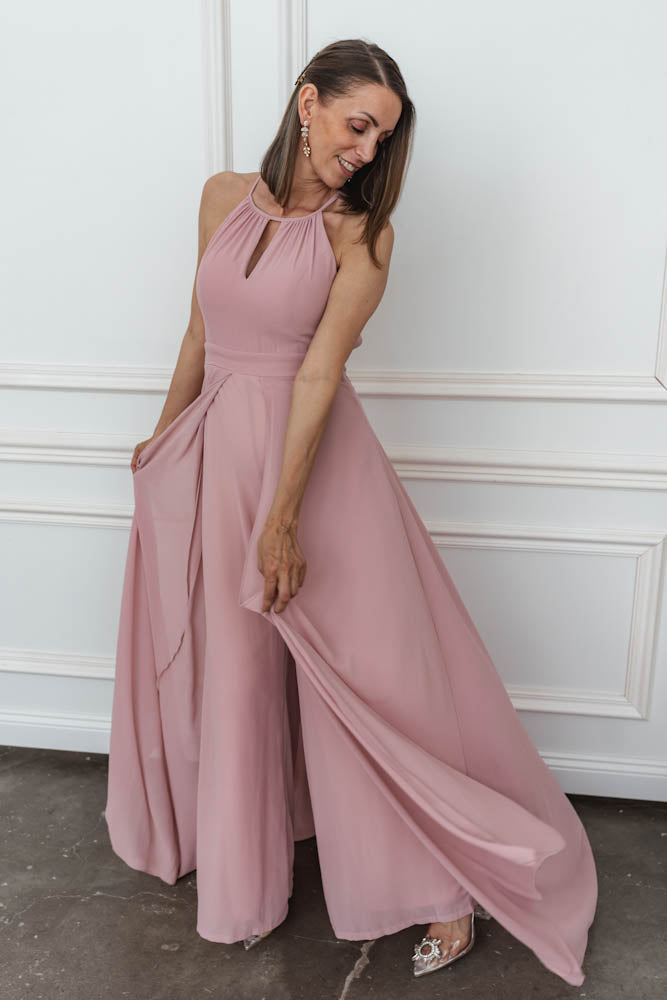 Langes elegantes Hosenkleid - rosa
