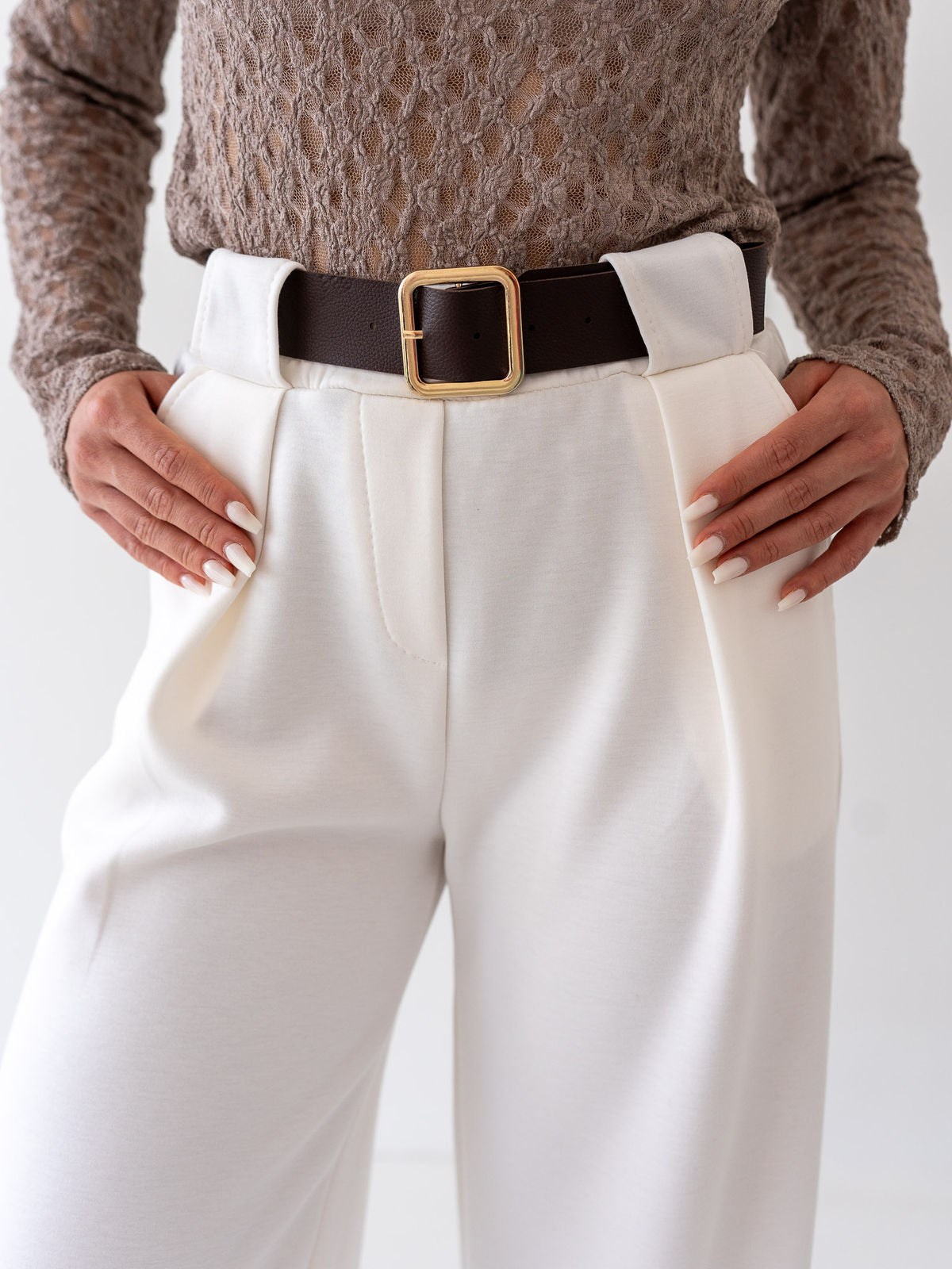 "Pari" elastische Hose aus Viskose - Cloud Dancer