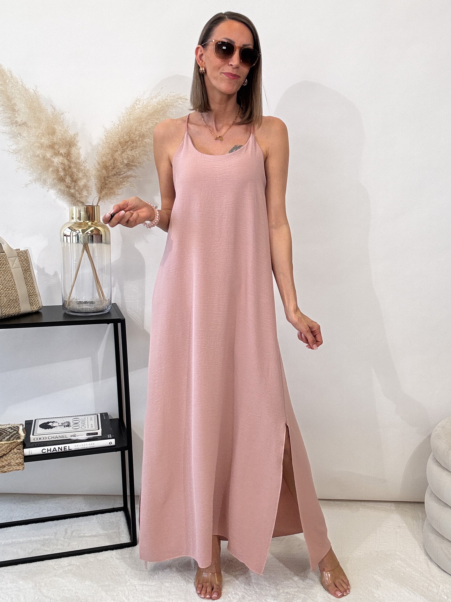 "Sunshine" leichtes Spaghettiträger Kleid - altrosa