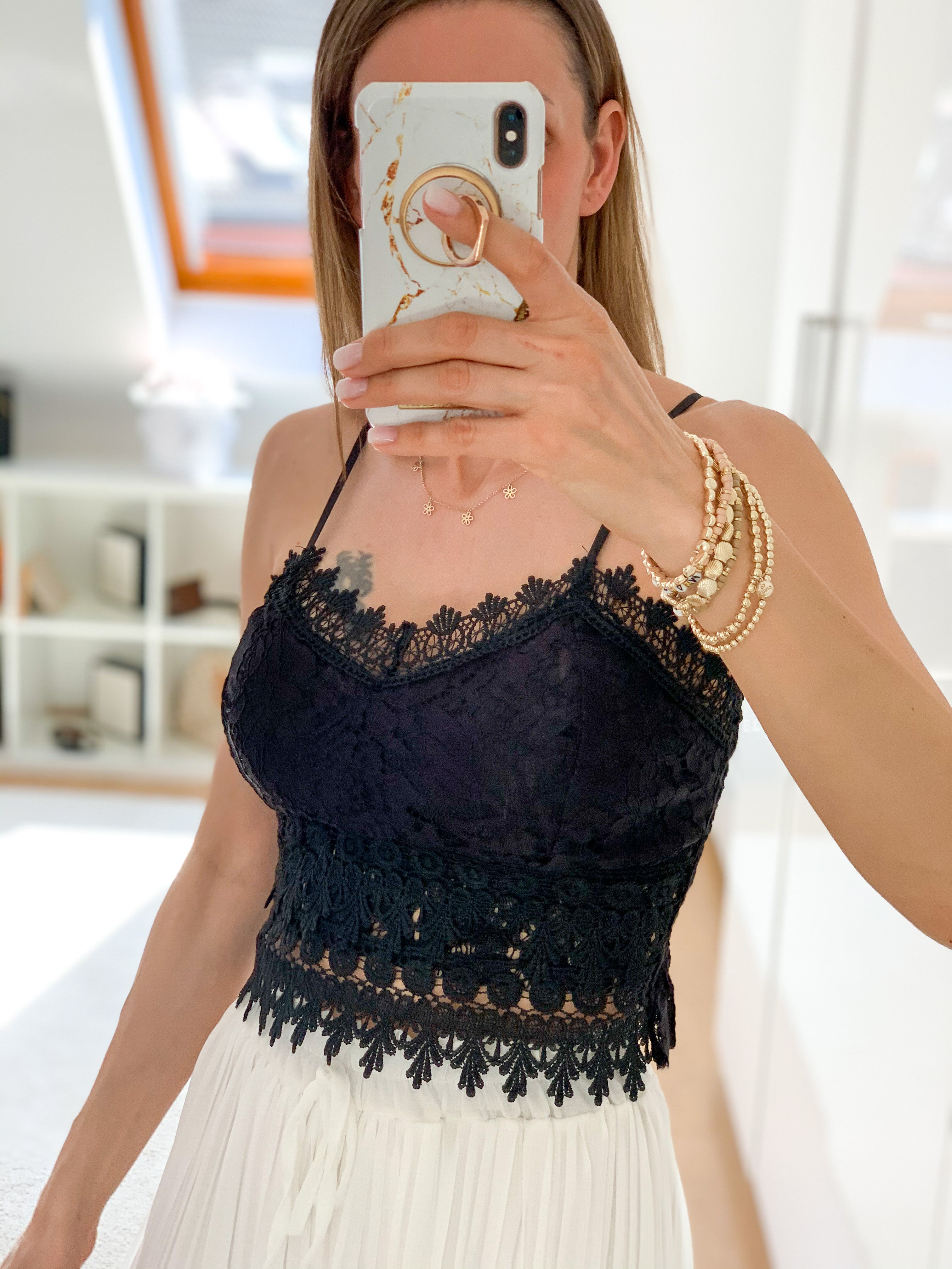 "Leah" Crop Top Lace - schwarz