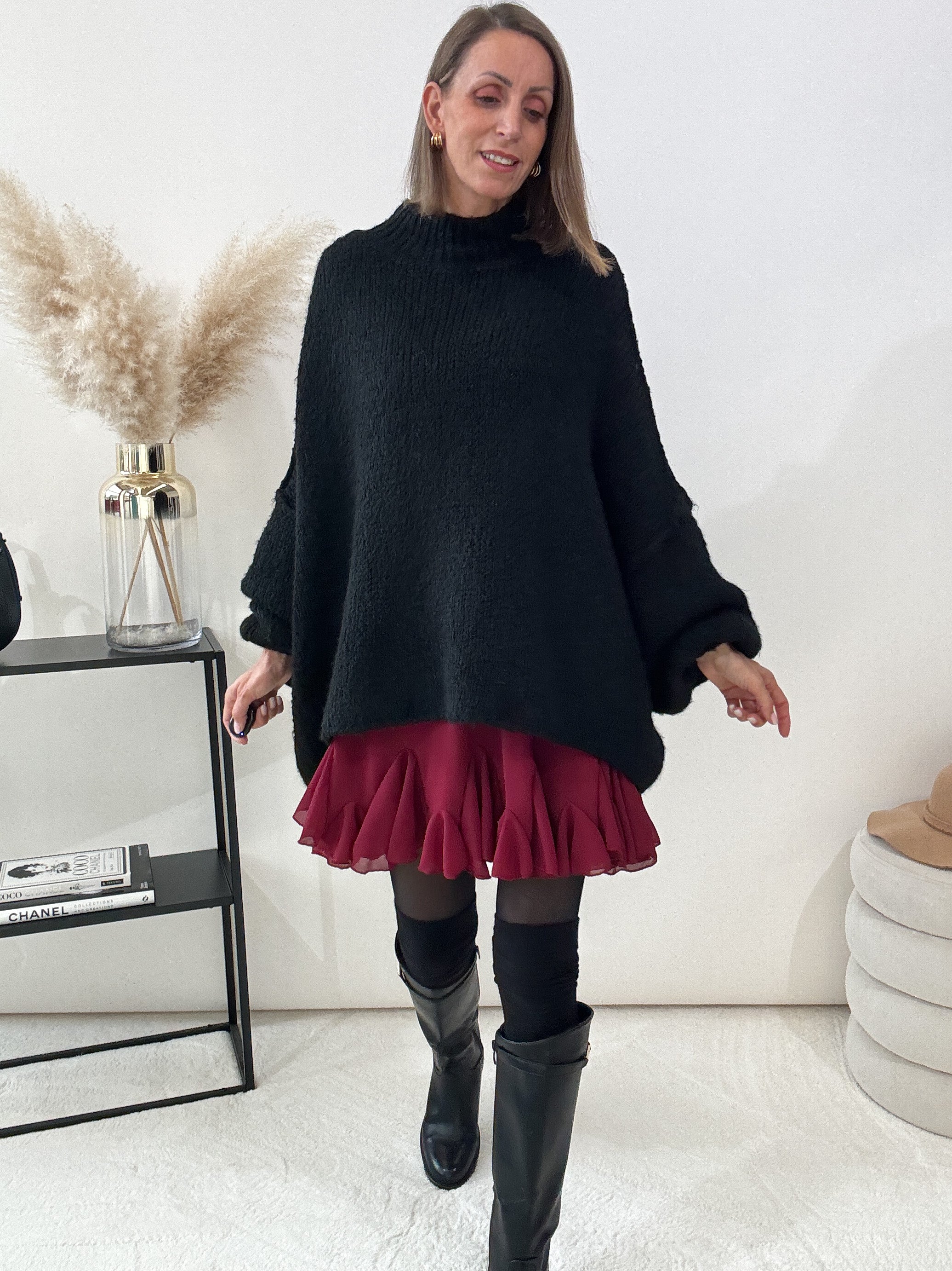 "Bella" Rock aus Viskose - Bordeaux