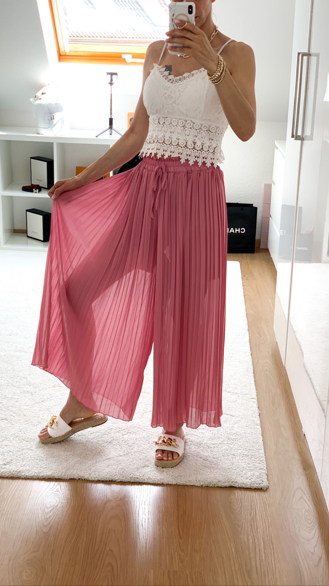 Culotte Plissee Hose - altrosa