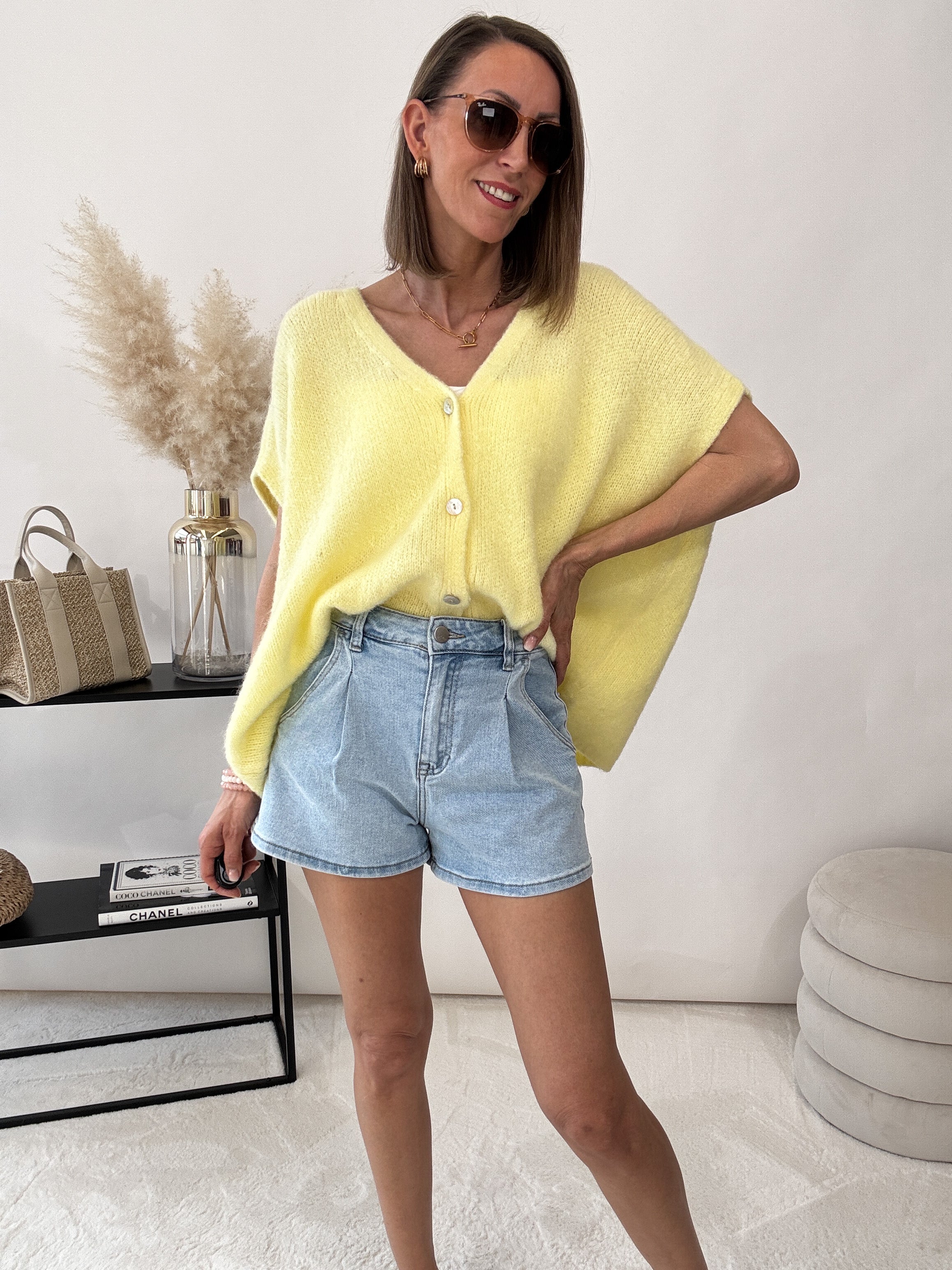 "Florida Vest" kuscheliger Cardigan mit Lana Wolle - gelb