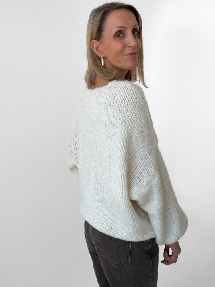 "Siena" Wende-Pullover mit Lana Wolle & Viskose - creme