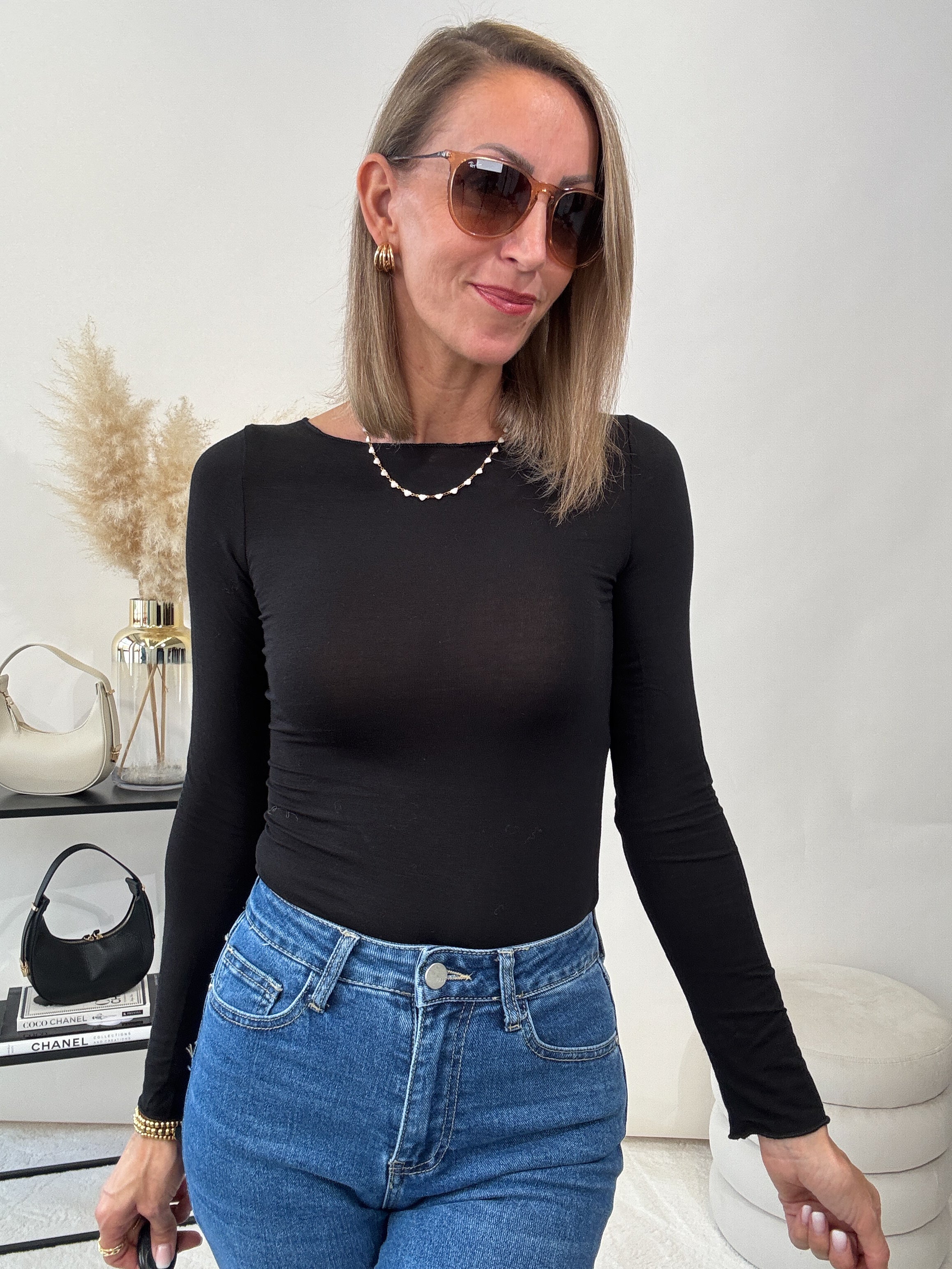 "New Atlanta" weiches Viscose Longshirt - schwarz