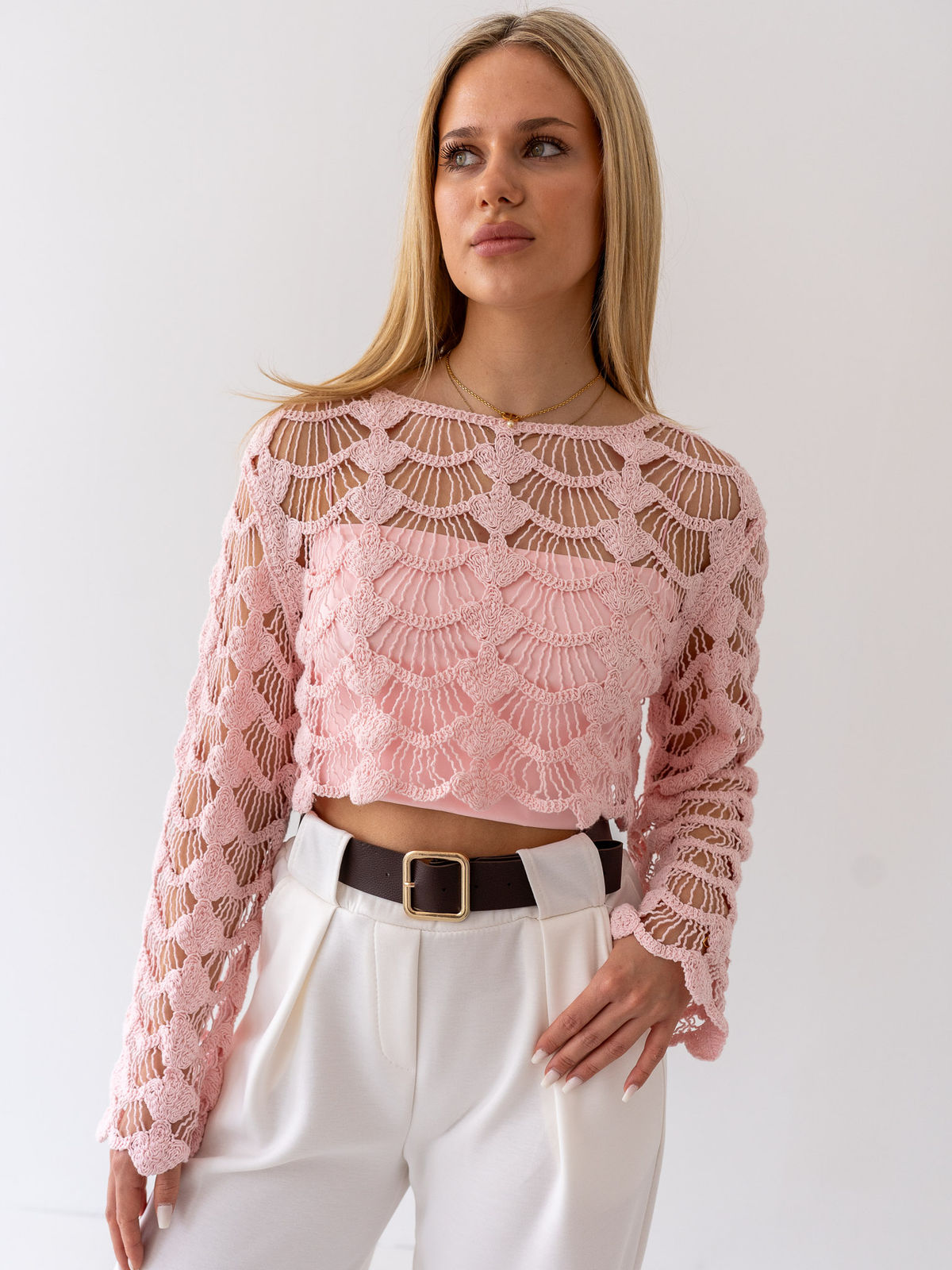 "Conchiglia" süßes Crochet Top - rosa