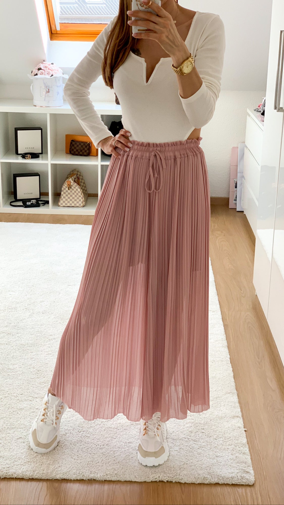 Plissee Culotte Hose - rosa