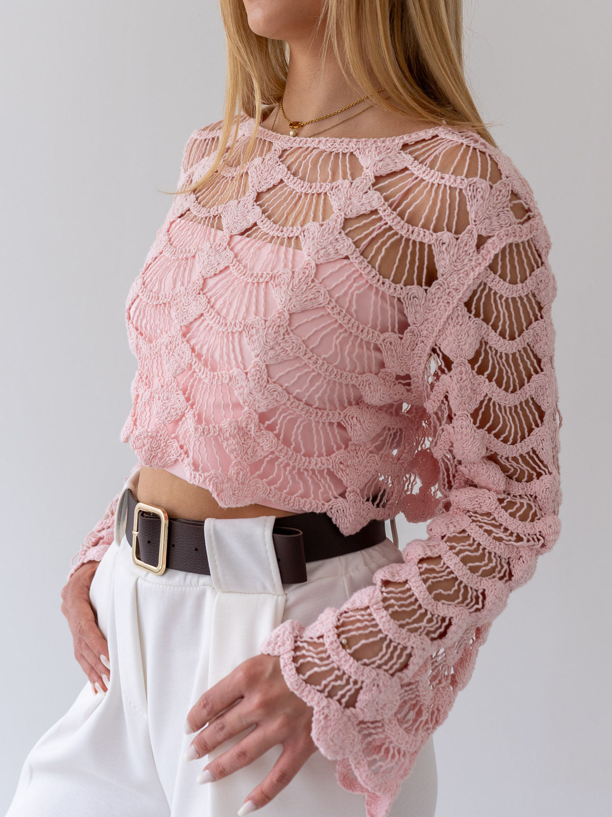 "Conchiglia" süßes Crochet Top - rosa