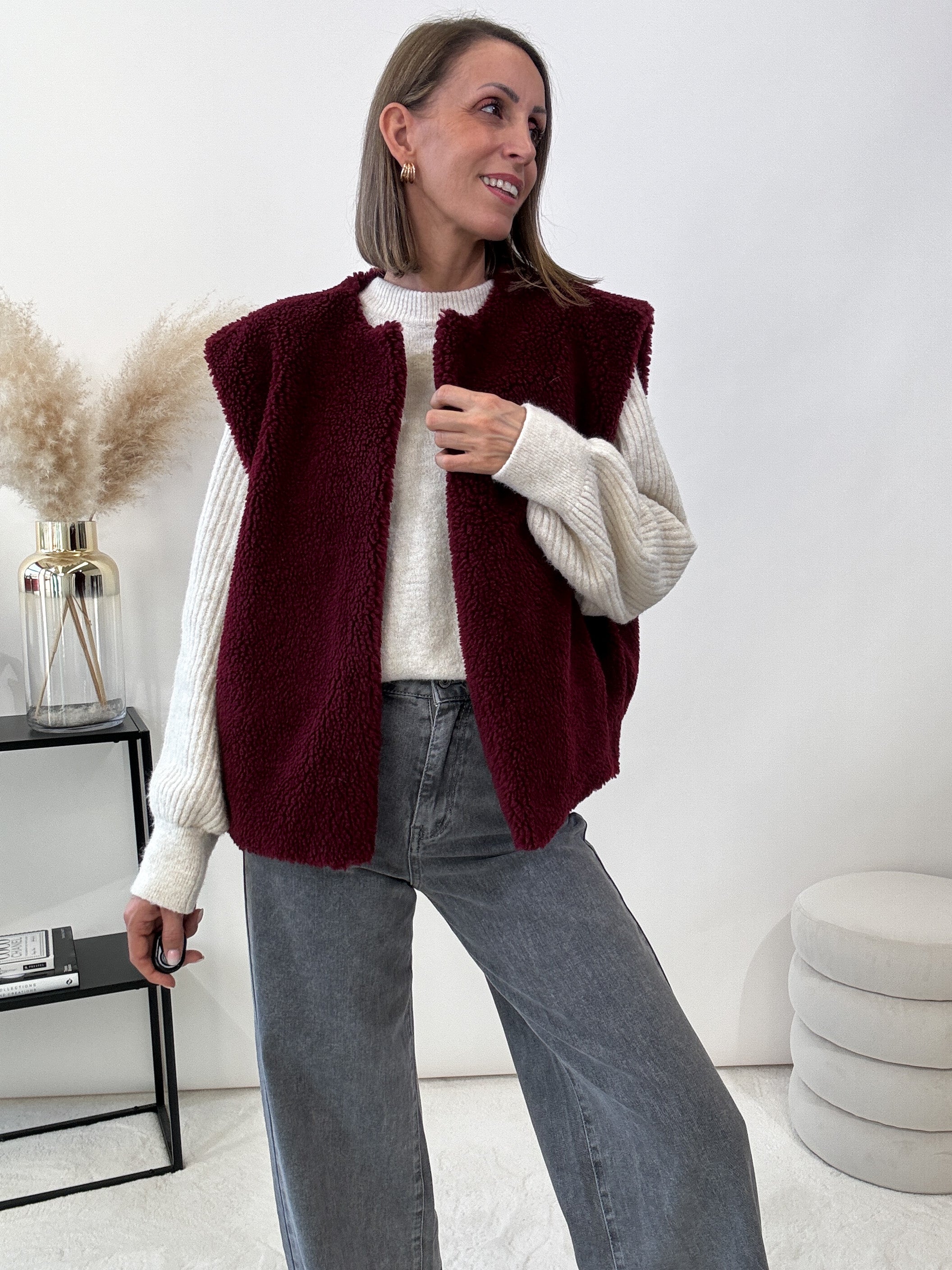 "Teddy Vest" süße Teddy Weste - bordeaux