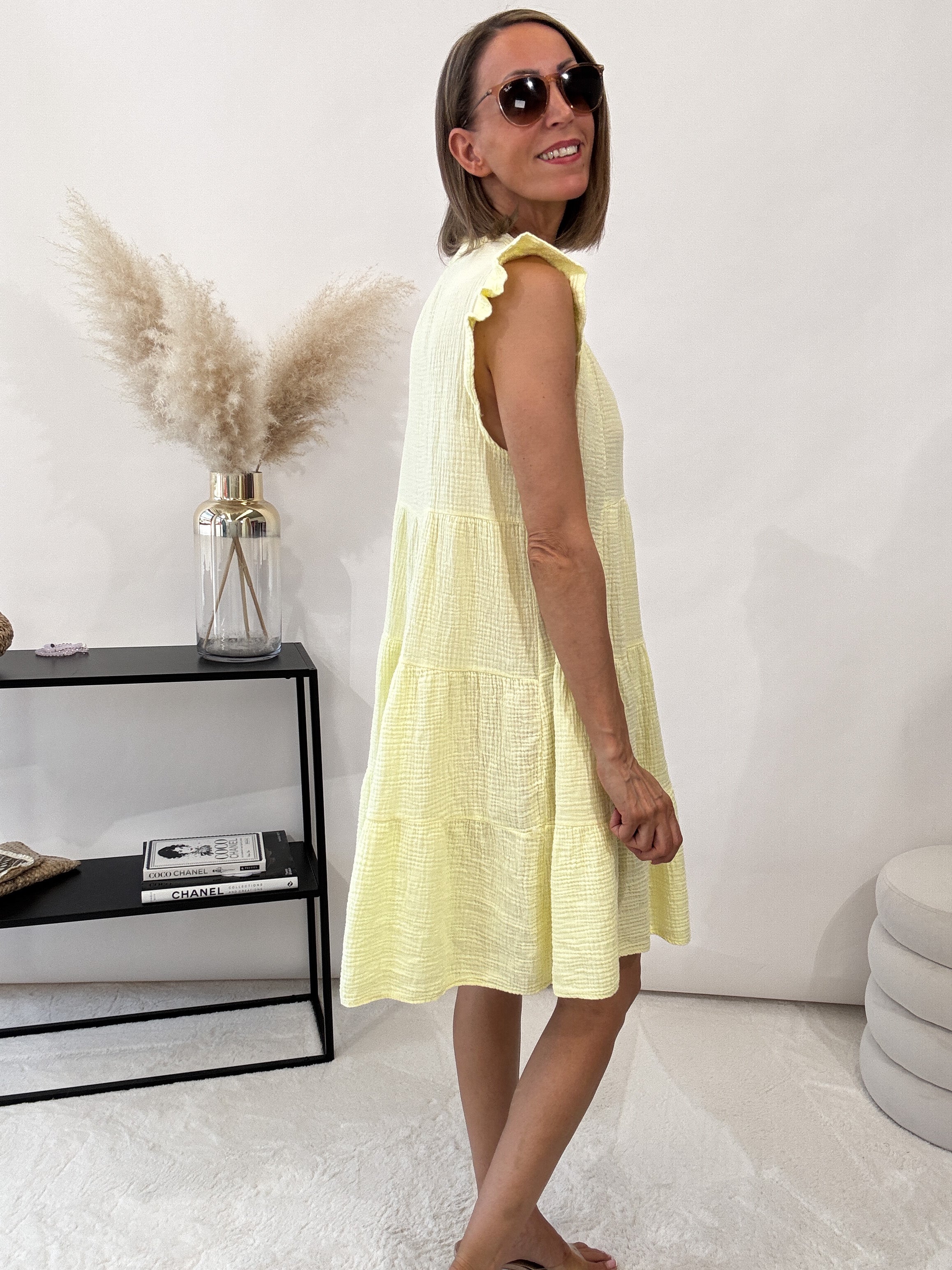 "Sicilia" Tunikakleid aus Baumwolle - hellgelb