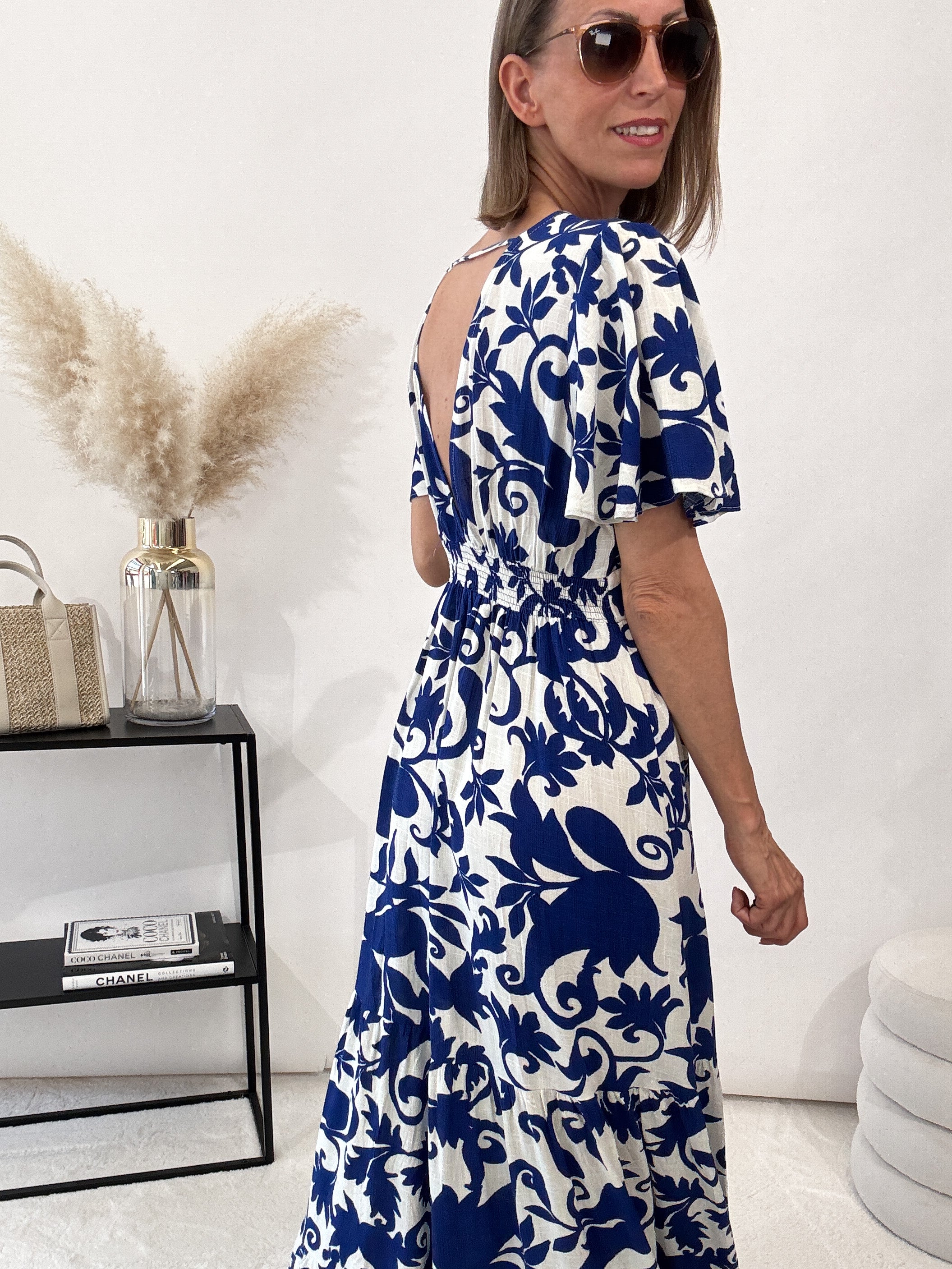 "Flower Dress" Kleid - weiß/blau