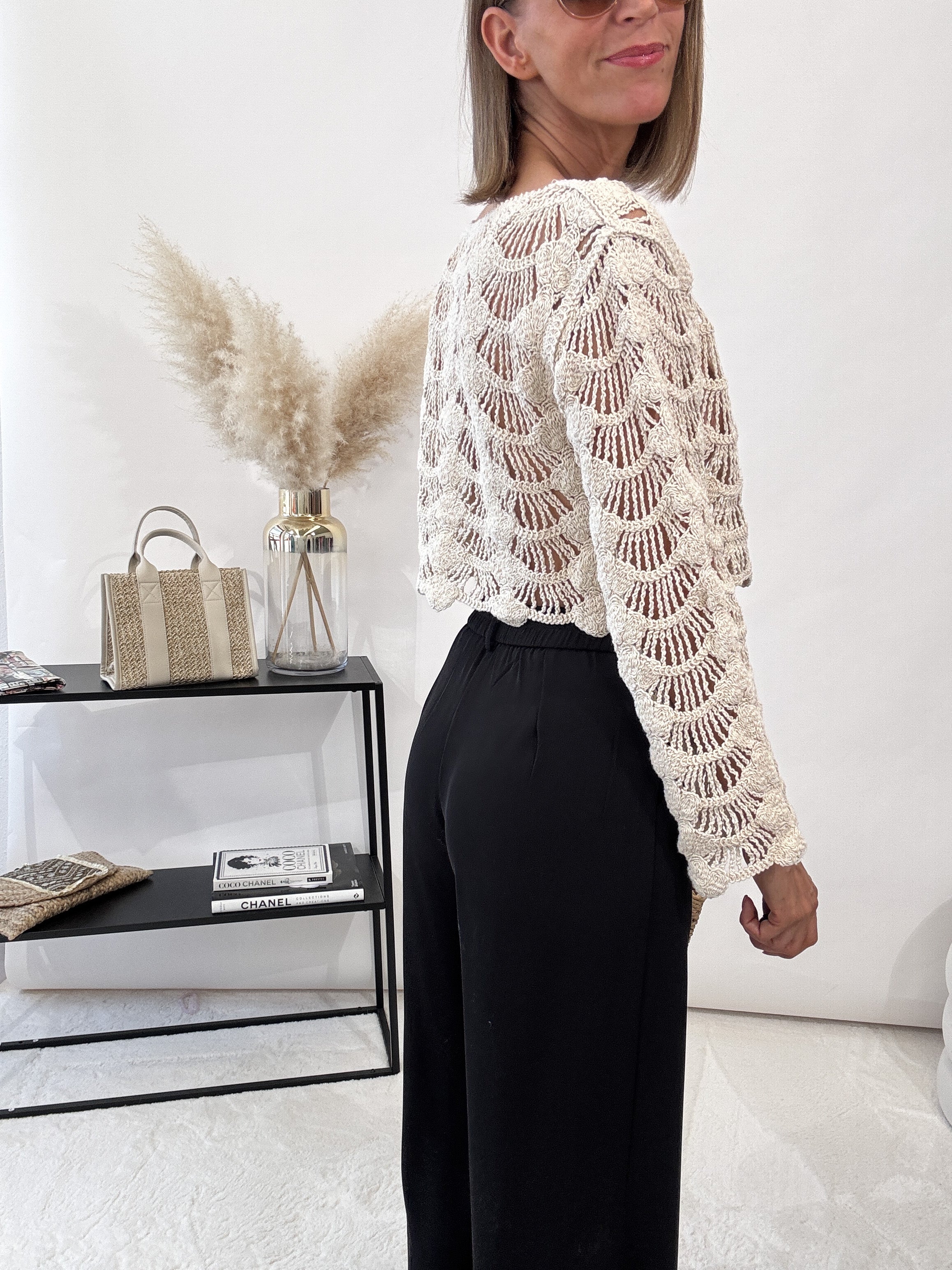 "Conchiglia" süßes Crochet Top - beige
