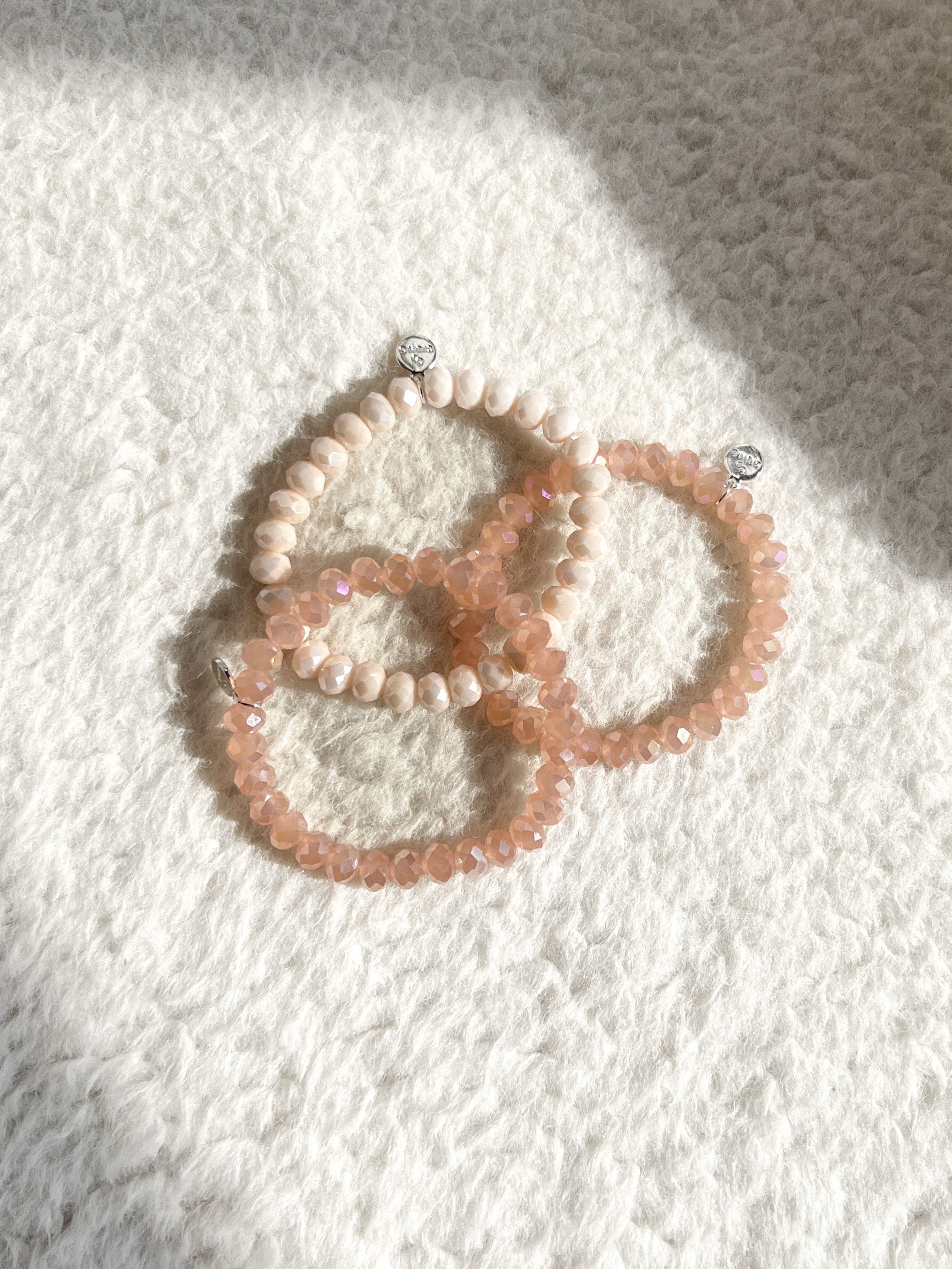 ,,Cristallo"- Kristall-Armbänder - rose/creme